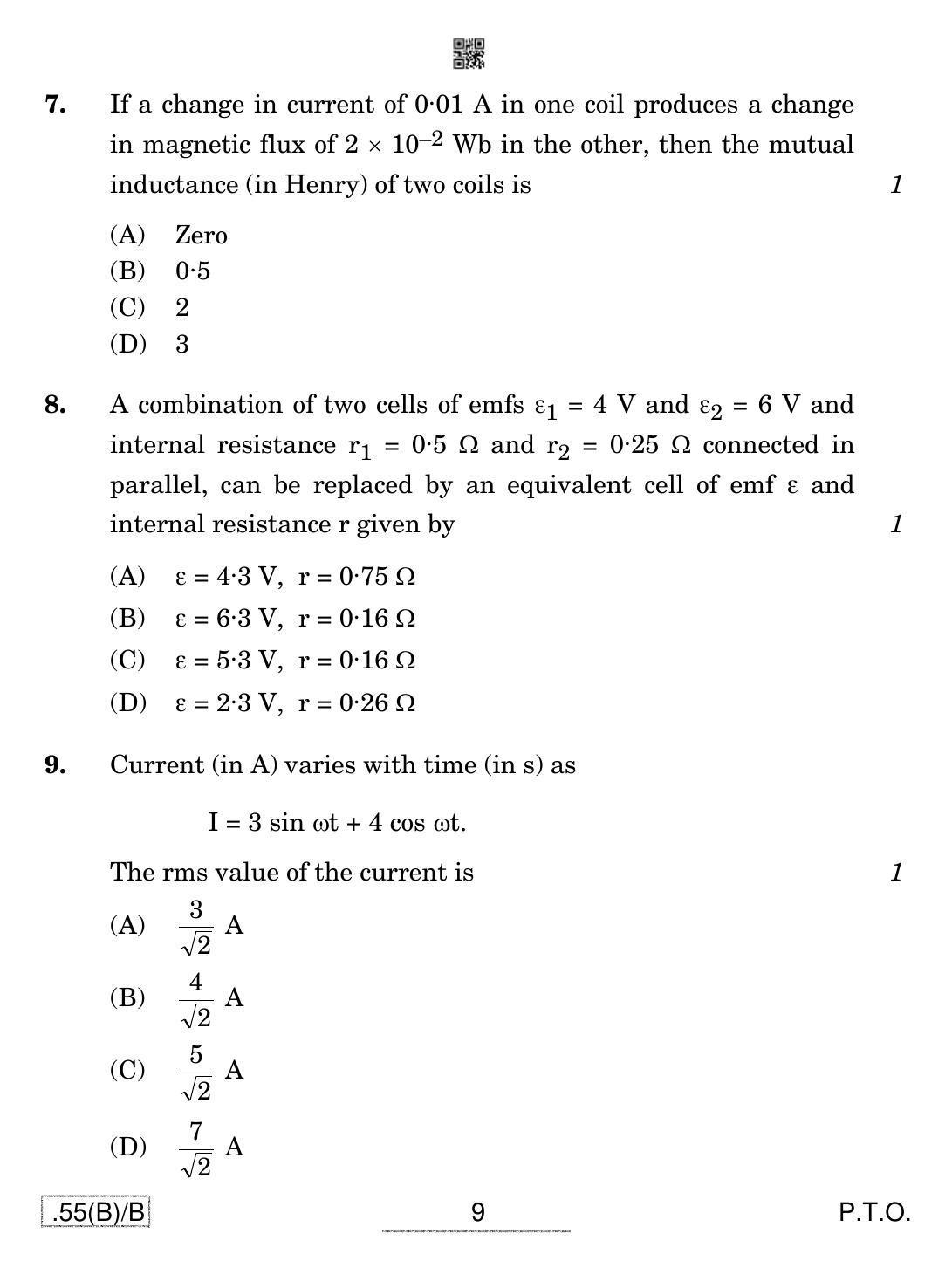 CBSE Class 12 55(B)-C - Physics For Blind Candidates 2020 Compartment Question Paper - Page 9