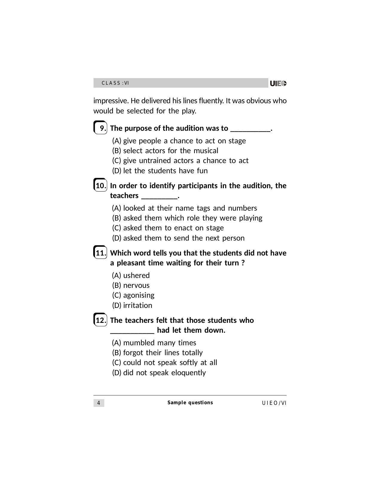 UIEO Sample Paper for Class 6 - Page 4