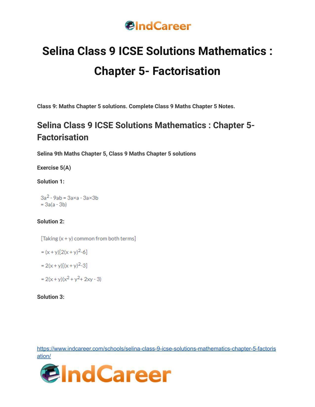 Selina Class 9 ICSE Solutions Mathematics : Chapter 5- Factorisation - Page 2
