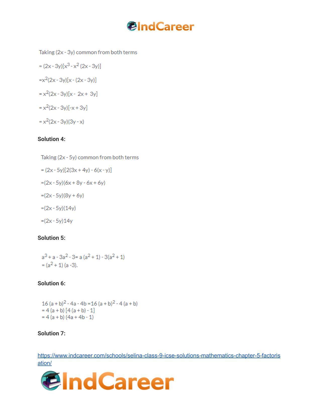Selina Class 9 ICSE Solutions Mathematics : Chapter 5- Factorisation - Page 3