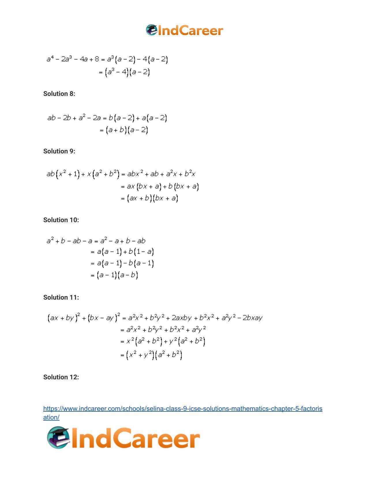 Selina Class 9 ICSE Solutions Mathematics : Chapter 5- Factorisation - Page 4
