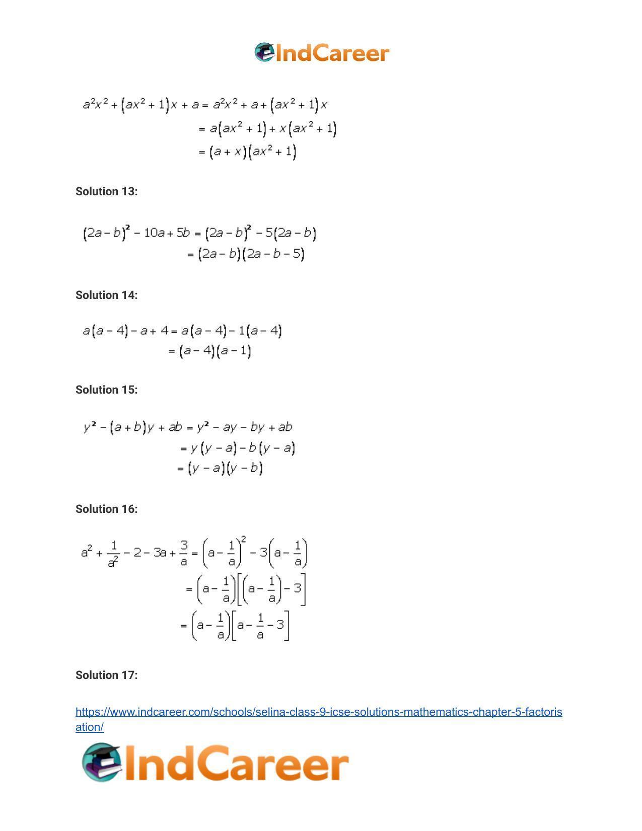 Selina Class 9 ICSE Solutions Mathematics : Chapter 5- Factorisation - Page 5