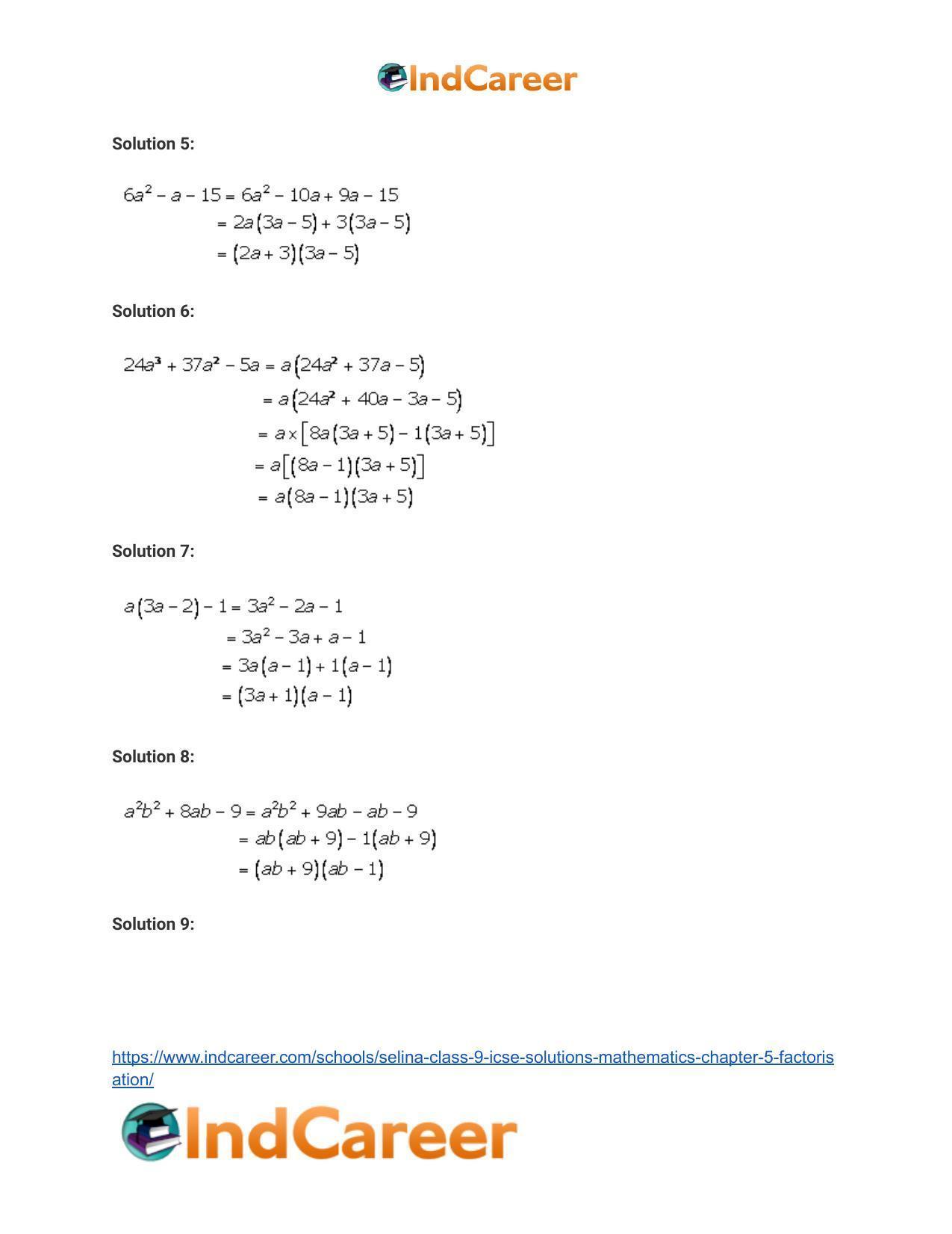 Selina Class 9 ICSE Solutions Mathematics : Chapter 5- Factorisation - Page 8