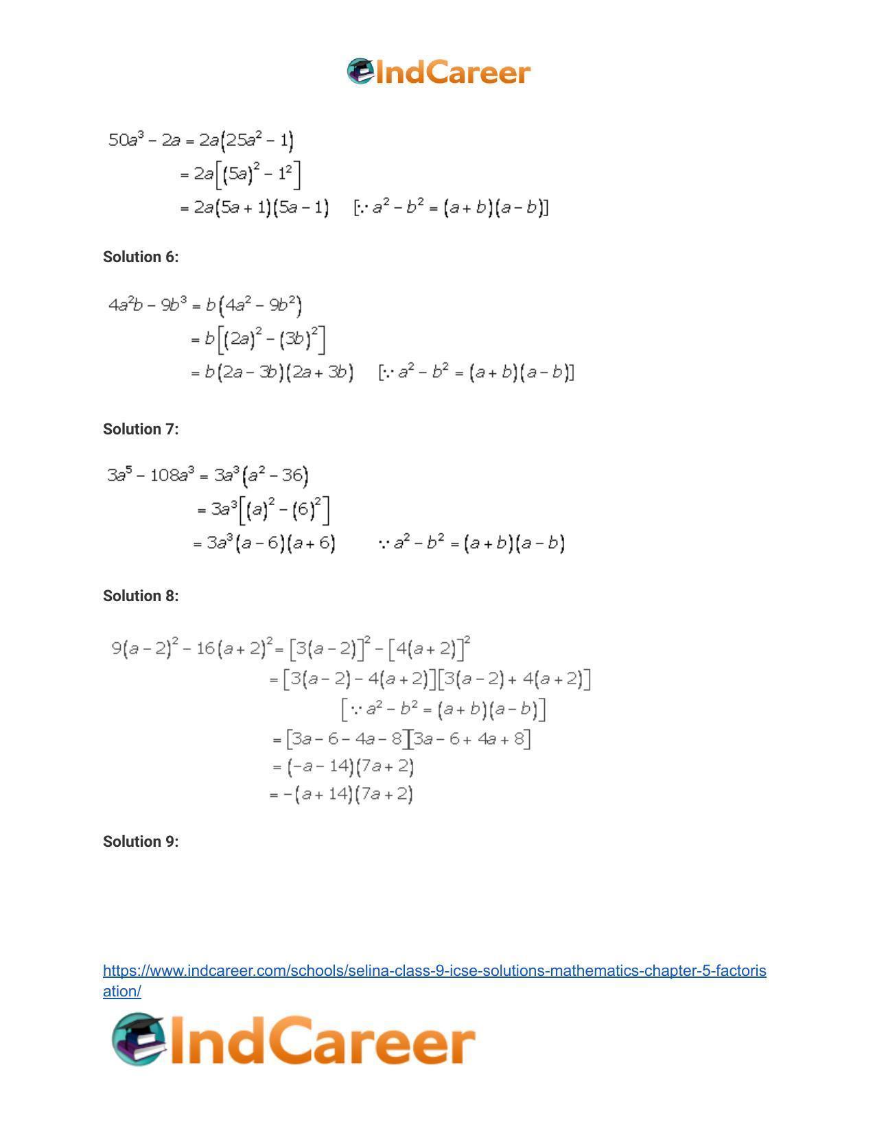 Selina Class 9 ICSE Solutions Mathematics : Chapter 5- Factorisation - Page 14