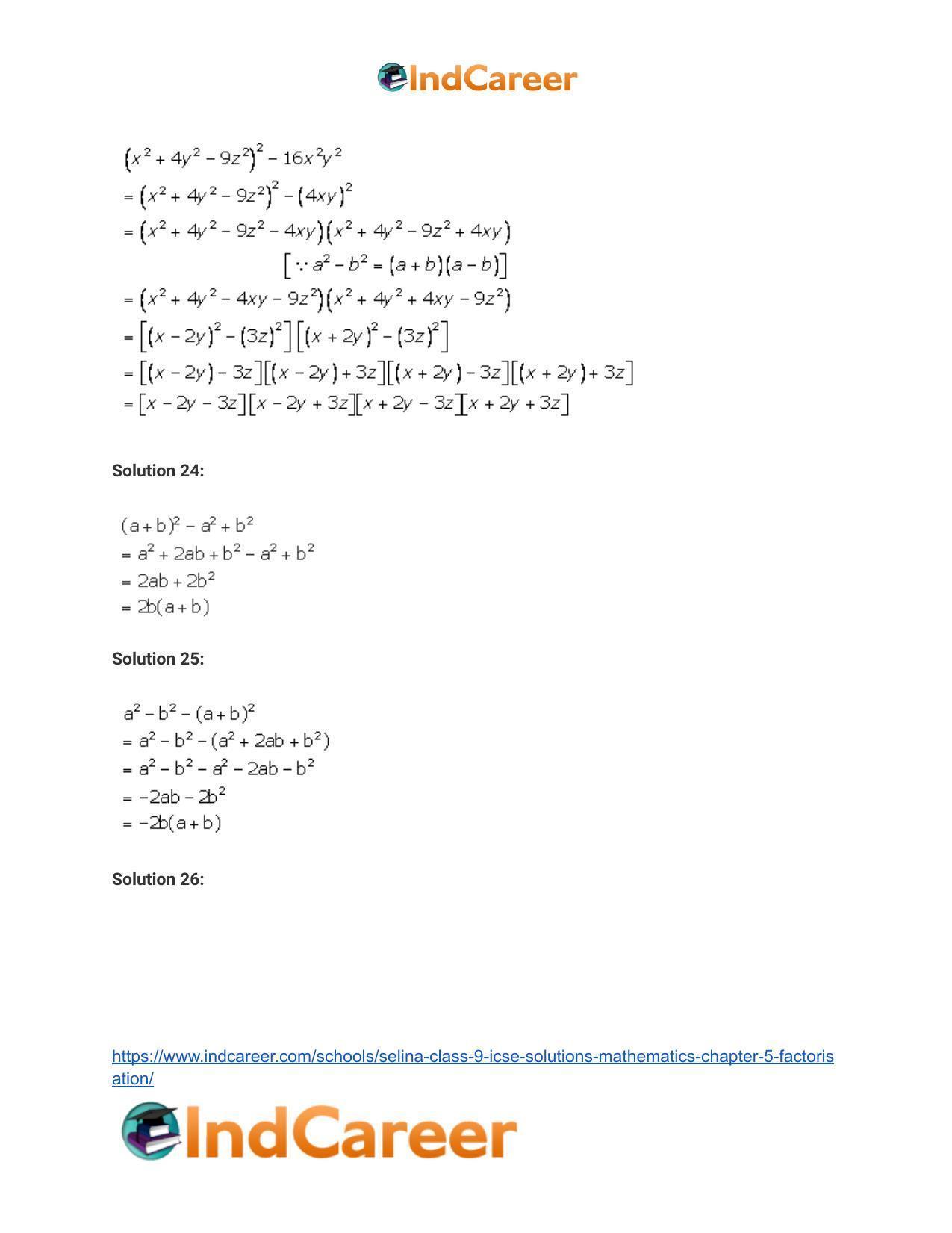 Selina Class 9 ICSE Solutions Mathematics : Chapter 5- Factorisation - Page 19