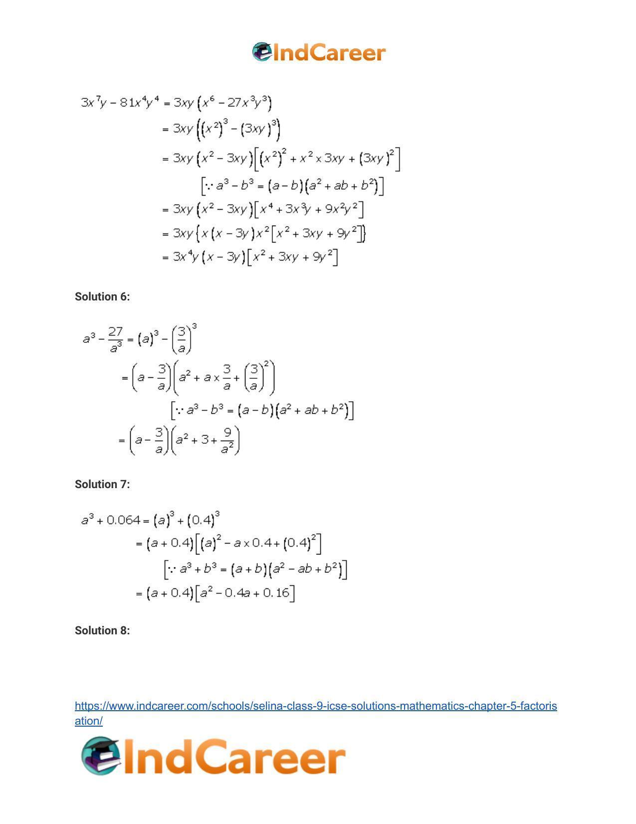 Selina Class 9 ICSE Solutions Mathematics Chapter 5 Factorisation