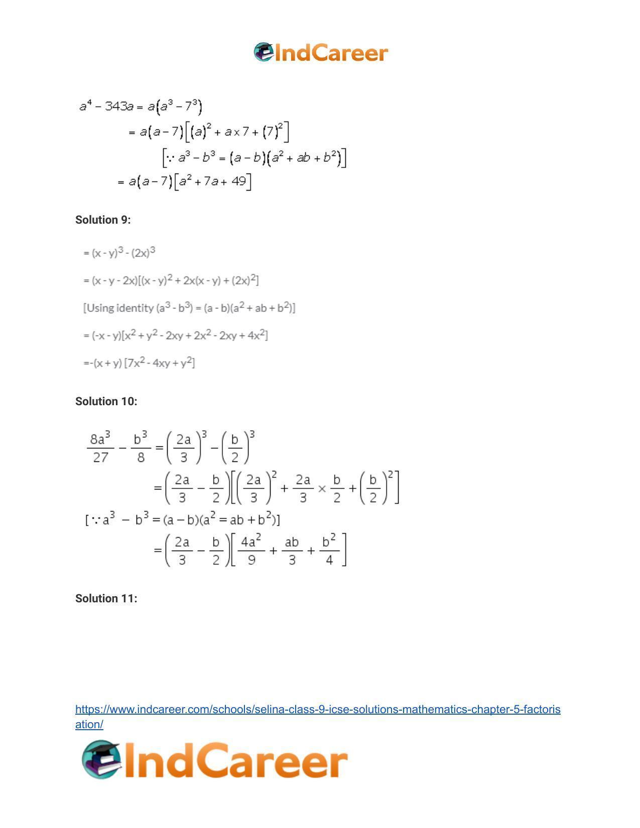 Selina Class 9 ICSE Solutions Mathematics : Chapter 5- Factorisation - Page 24