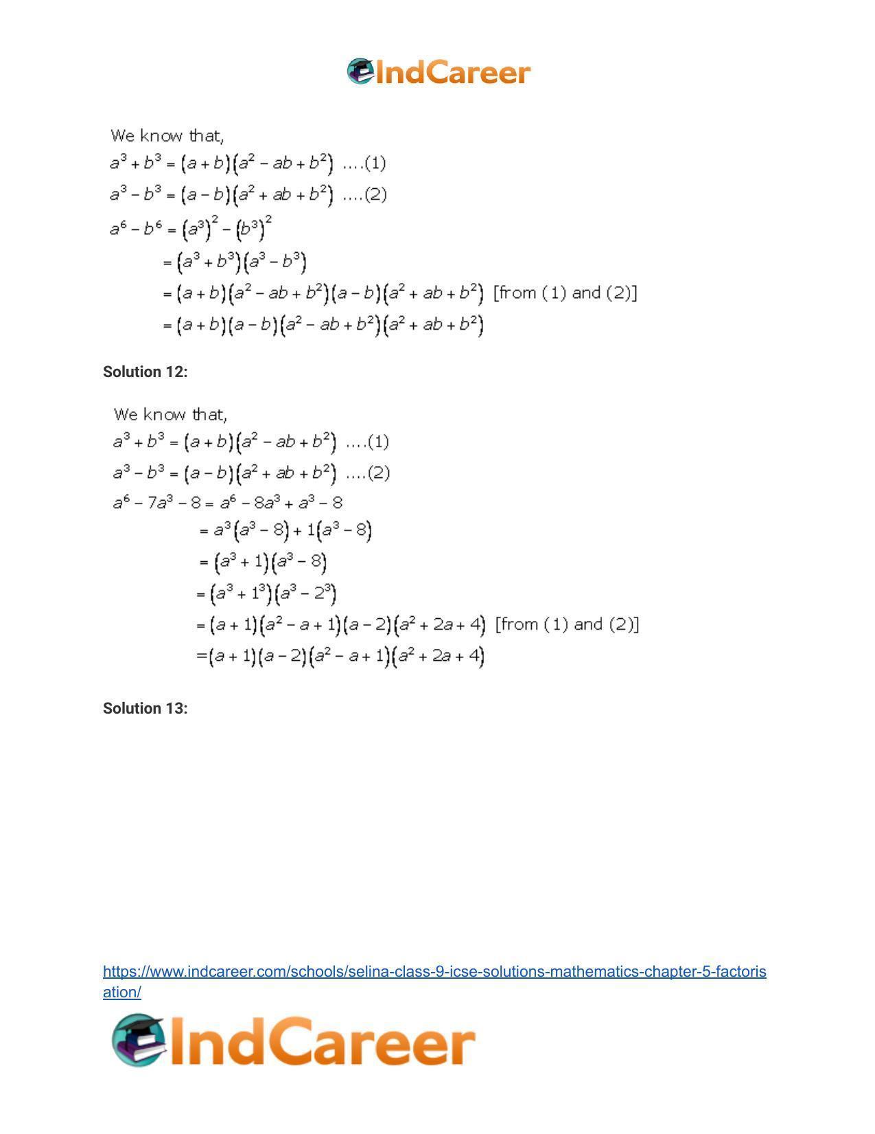 Selina Class 9 ICSE Solutions Mathematics : Chapter 5- Factorisation - Page 25