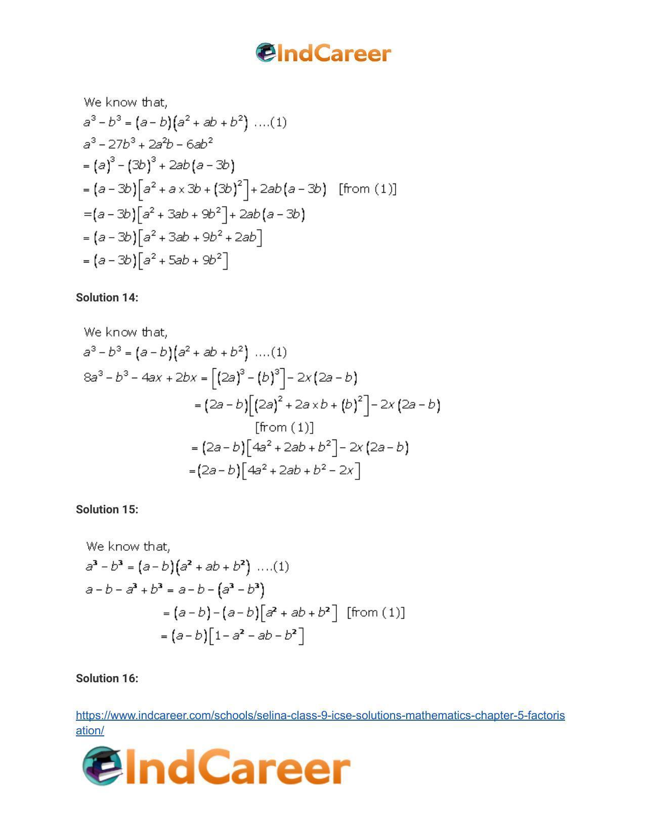 Selina Class 9 ICSE Solutions Mathematics Chapter 5 Factorisation