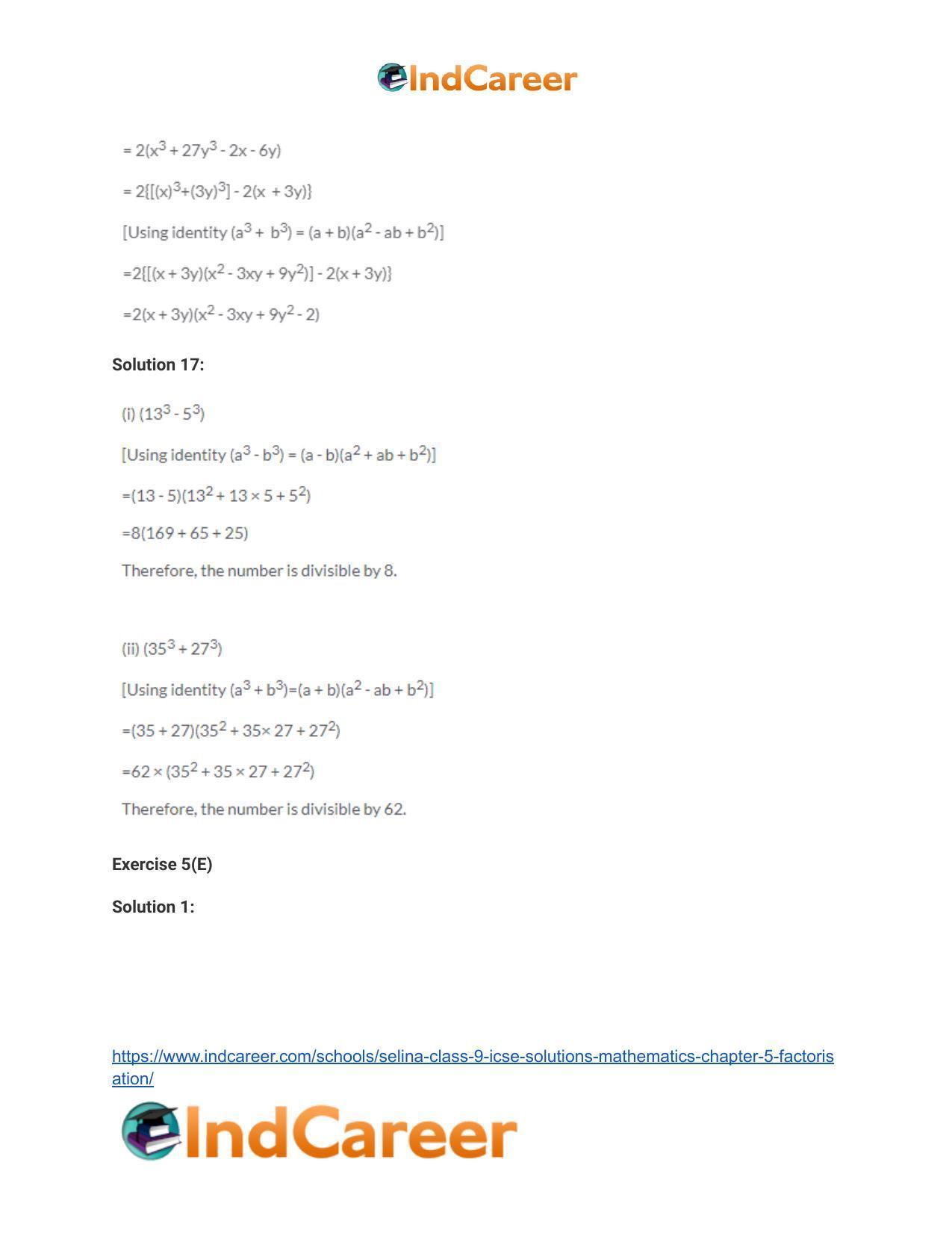 Selina Class 9 ICSE Solutions Mathematics : Chapter 5- Factorisation - Page 27