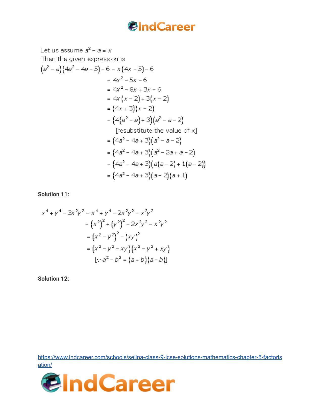 Selina Class 9 ICSE Solutions Mathematics : Chapter 5- Factorisation - Page 31