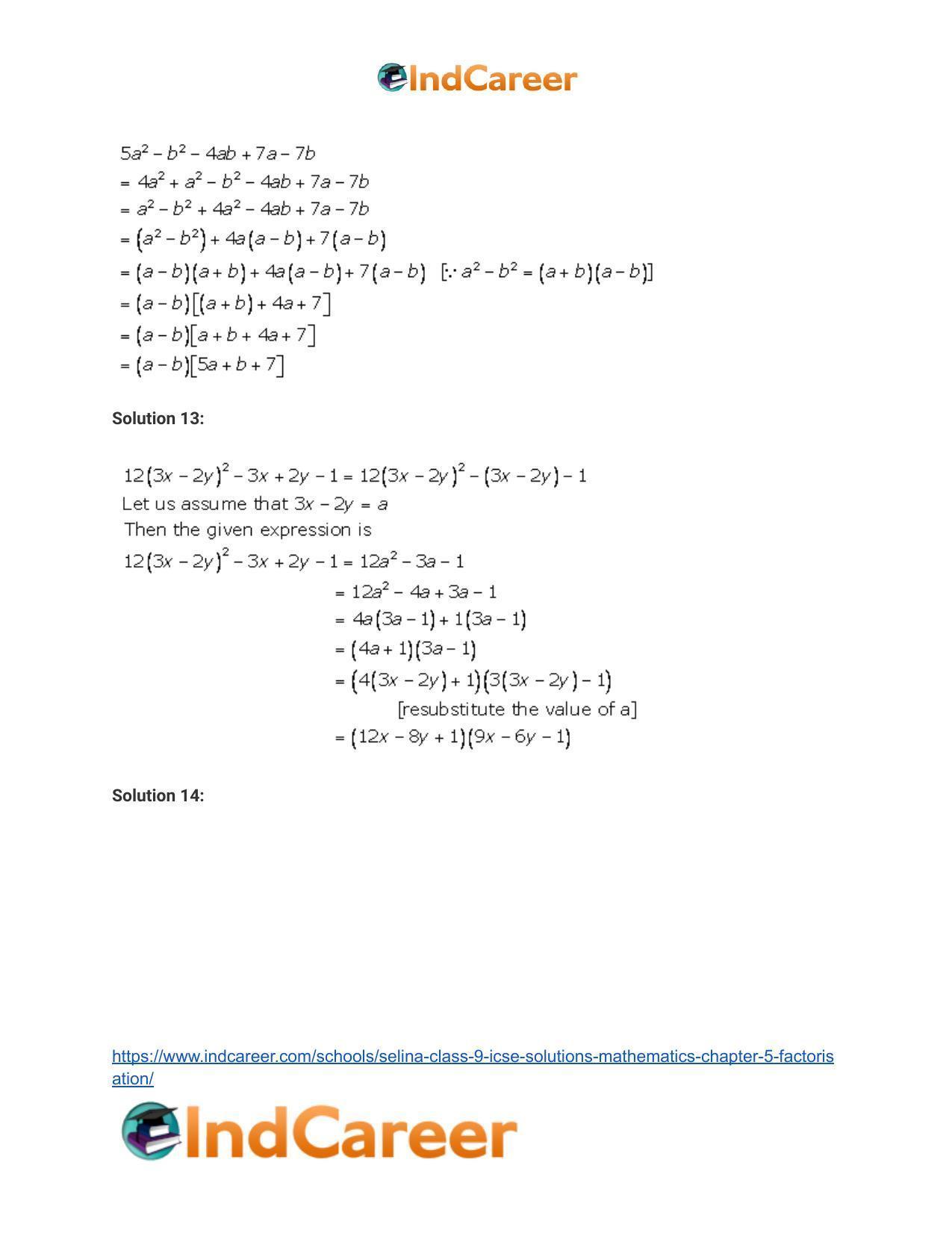 Selina Class 9 ICSE Solutions Mathematics : Chapter 5- Factorisation - Page 32