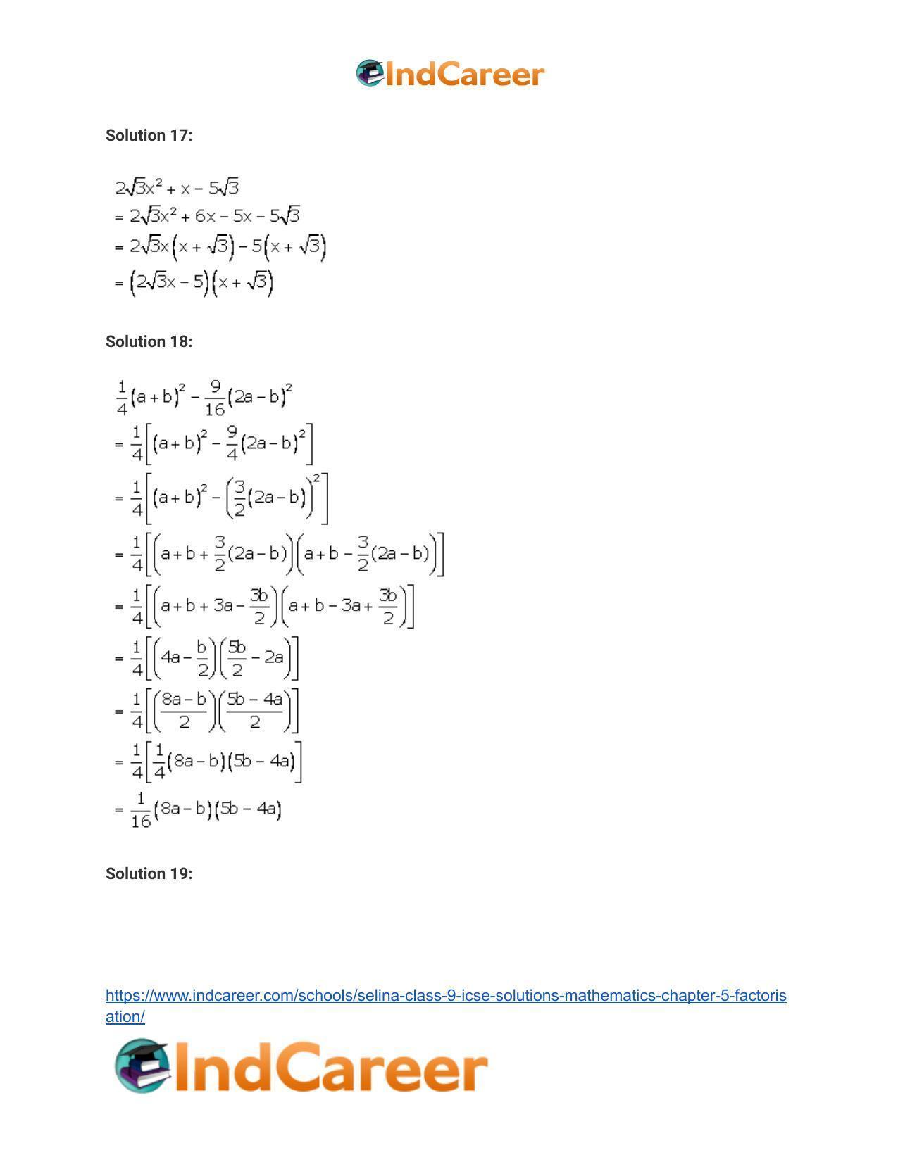 Selina Class 9 ICSE Solutions Mathematics : Chapter 5- Factorisation - Page 34