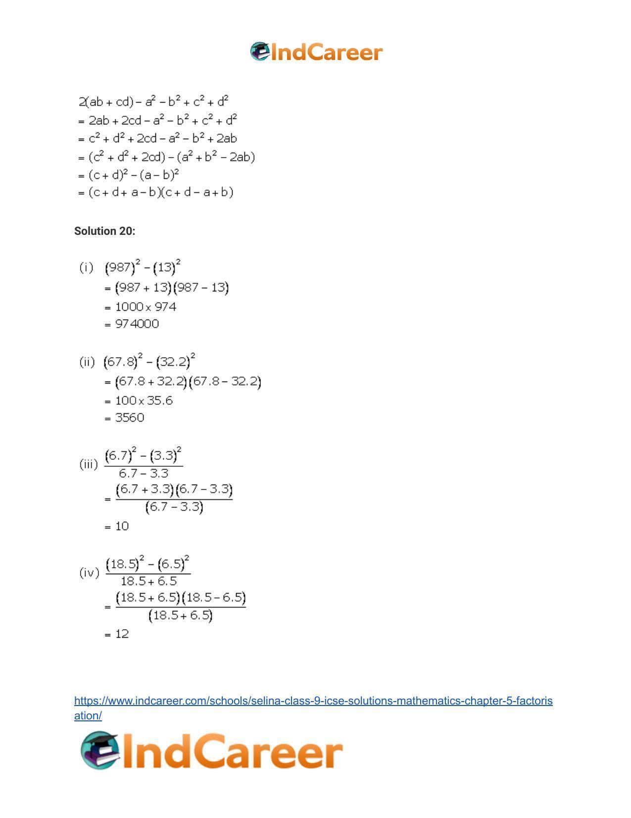 Selina Class 9 ICSE Solutions Mathematics : Chapter 5- Factorisation - Page 35