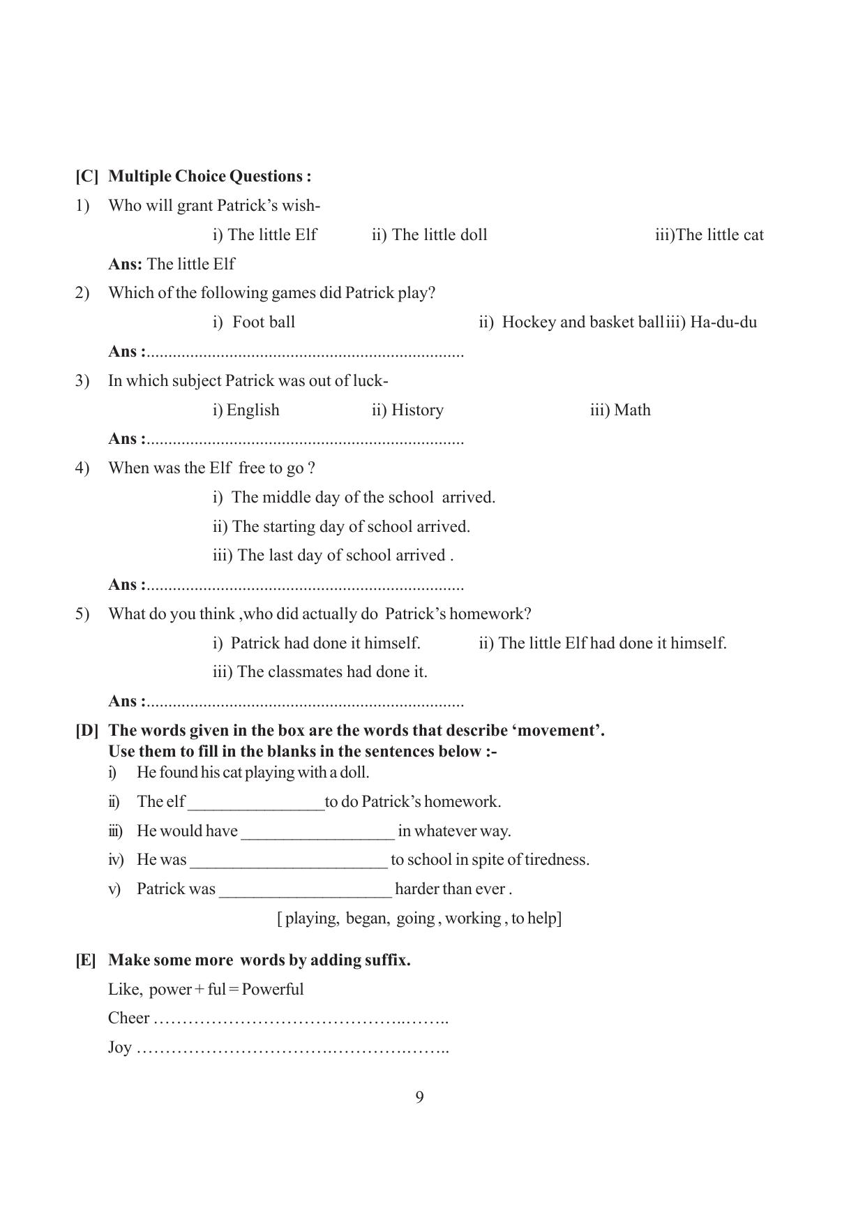 Tripura Board Class 6 English Workbooks - Page 9