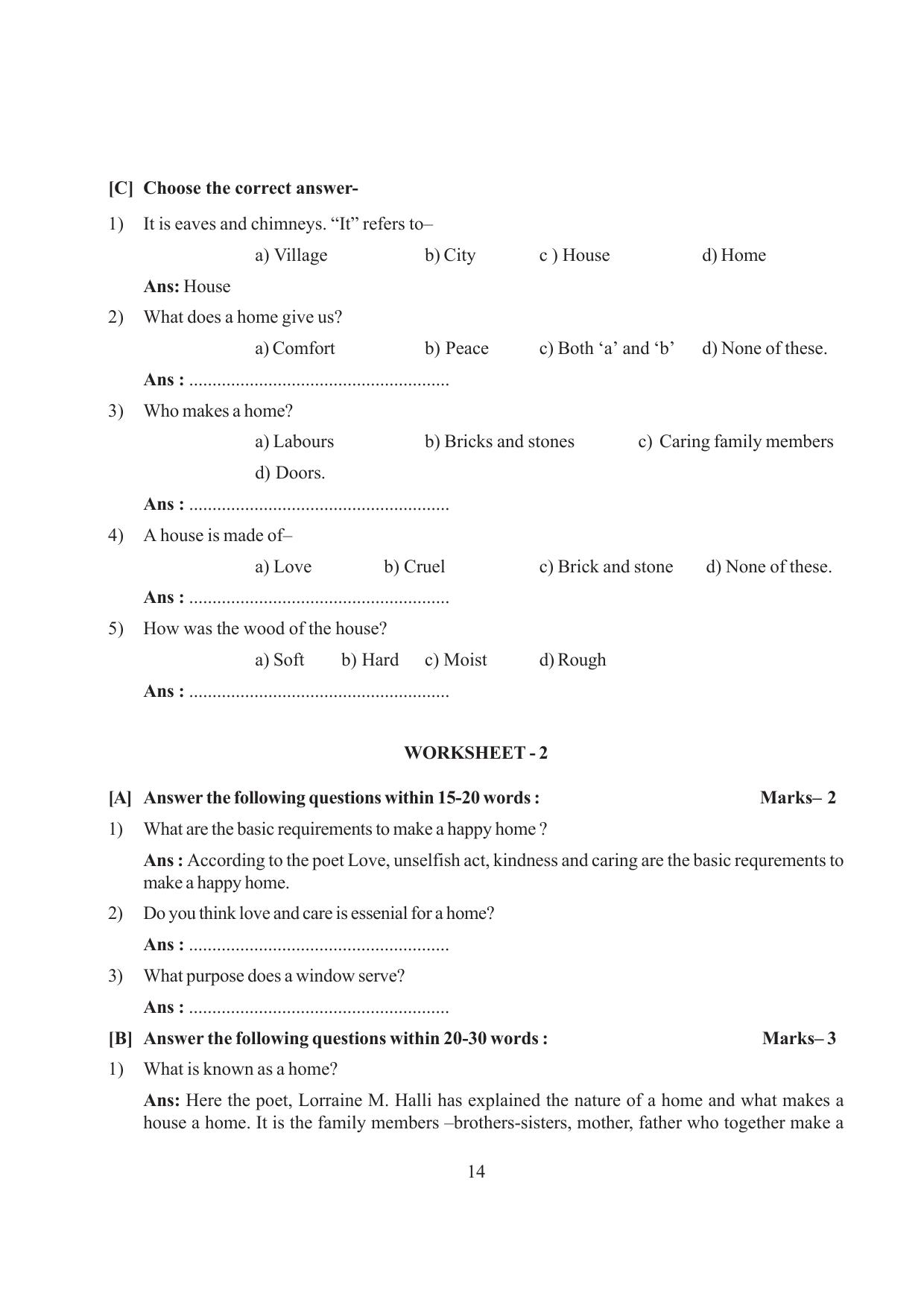 Tripura Board Class 6 English Workbooks - Page 14