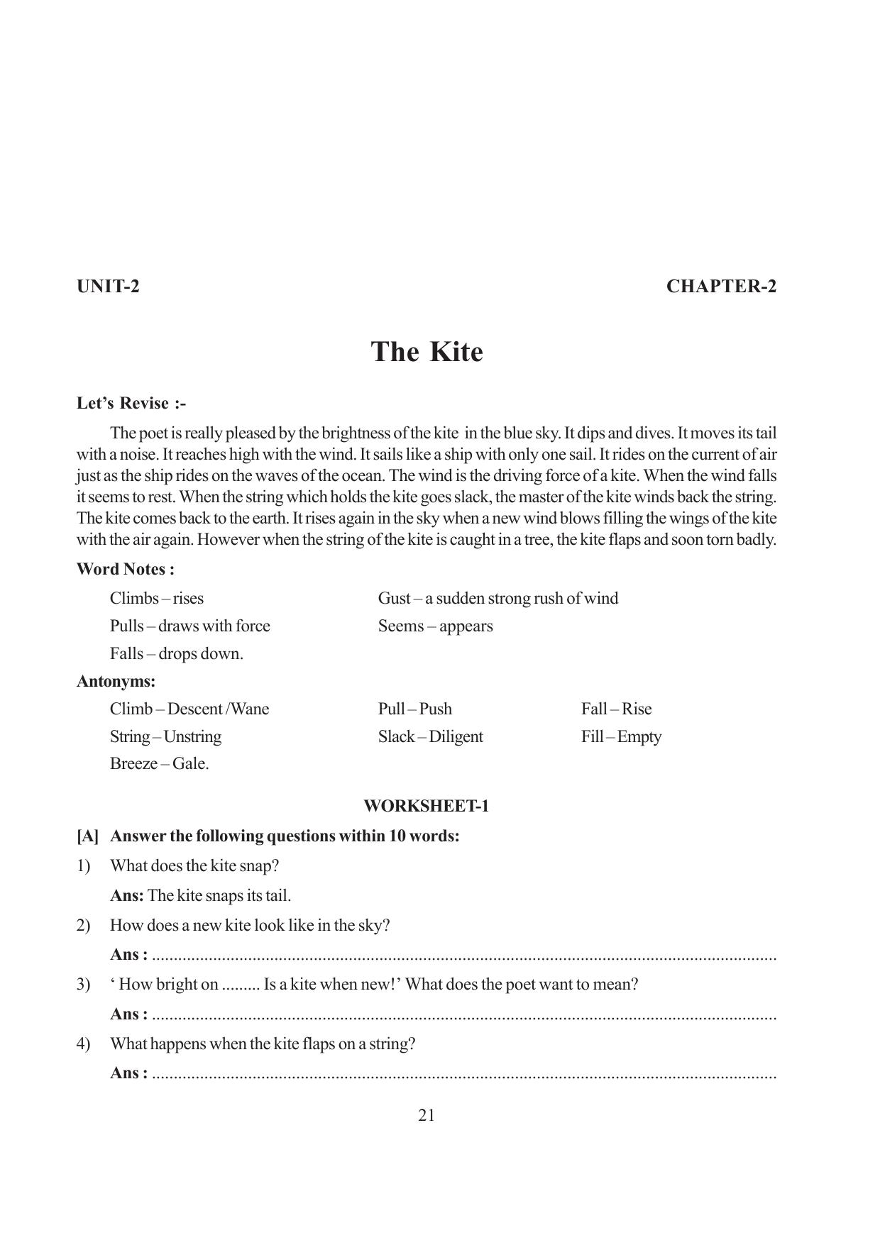 Tripura Board Class 6 English Workbooks - Page 21