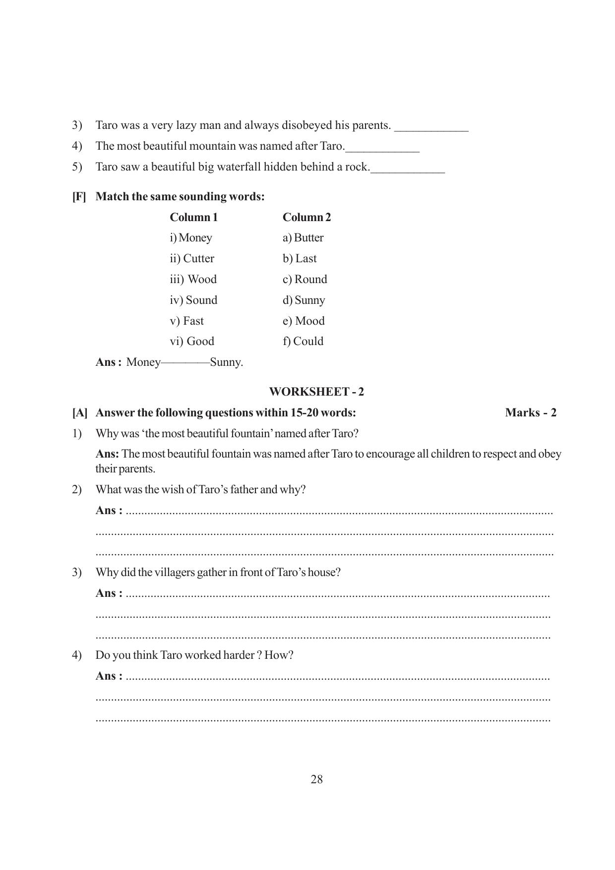 Tripura Board Class 6 English Workbooks - Page 28