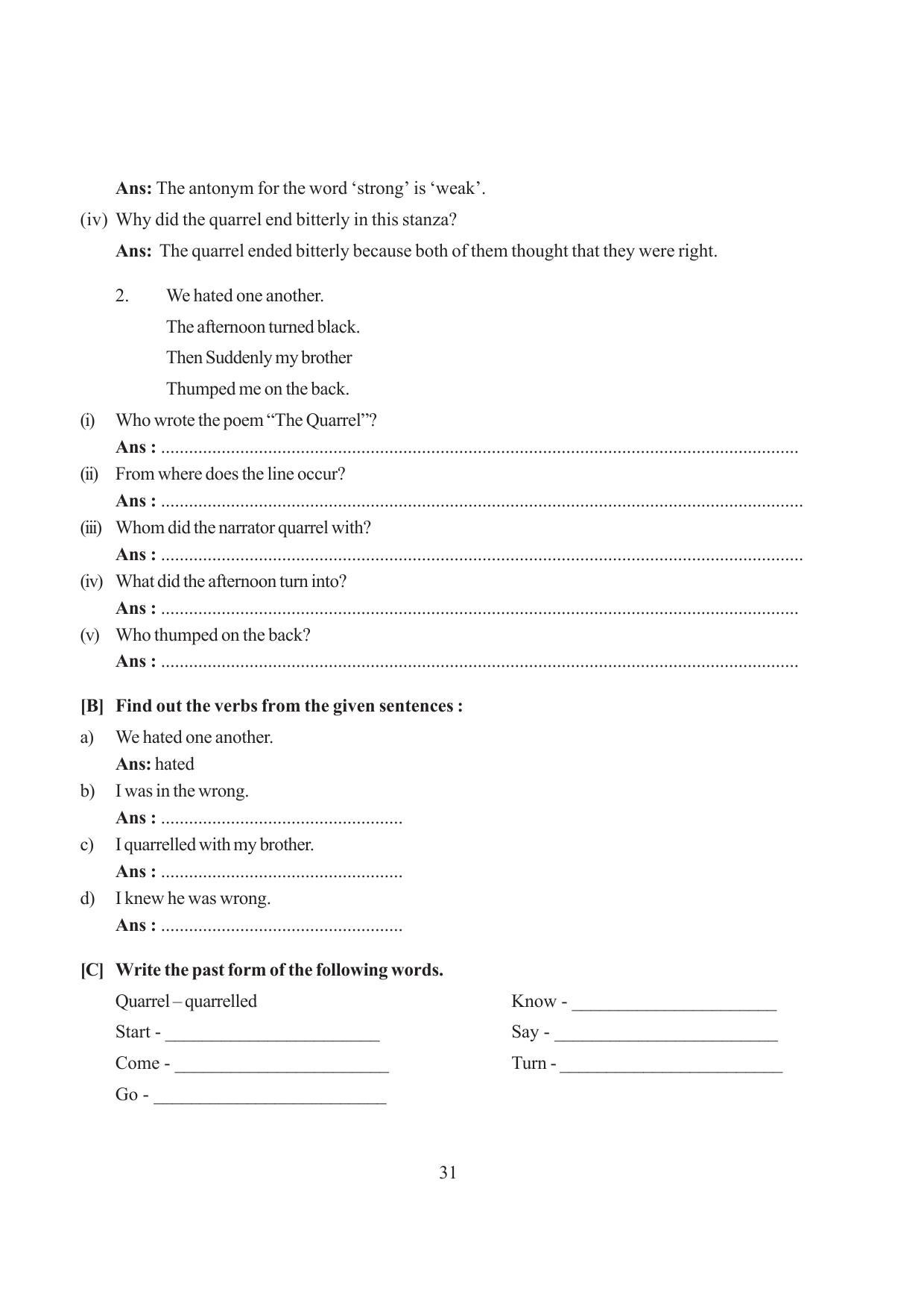 Tripura Board Class 6 English Workbooks - Page 31