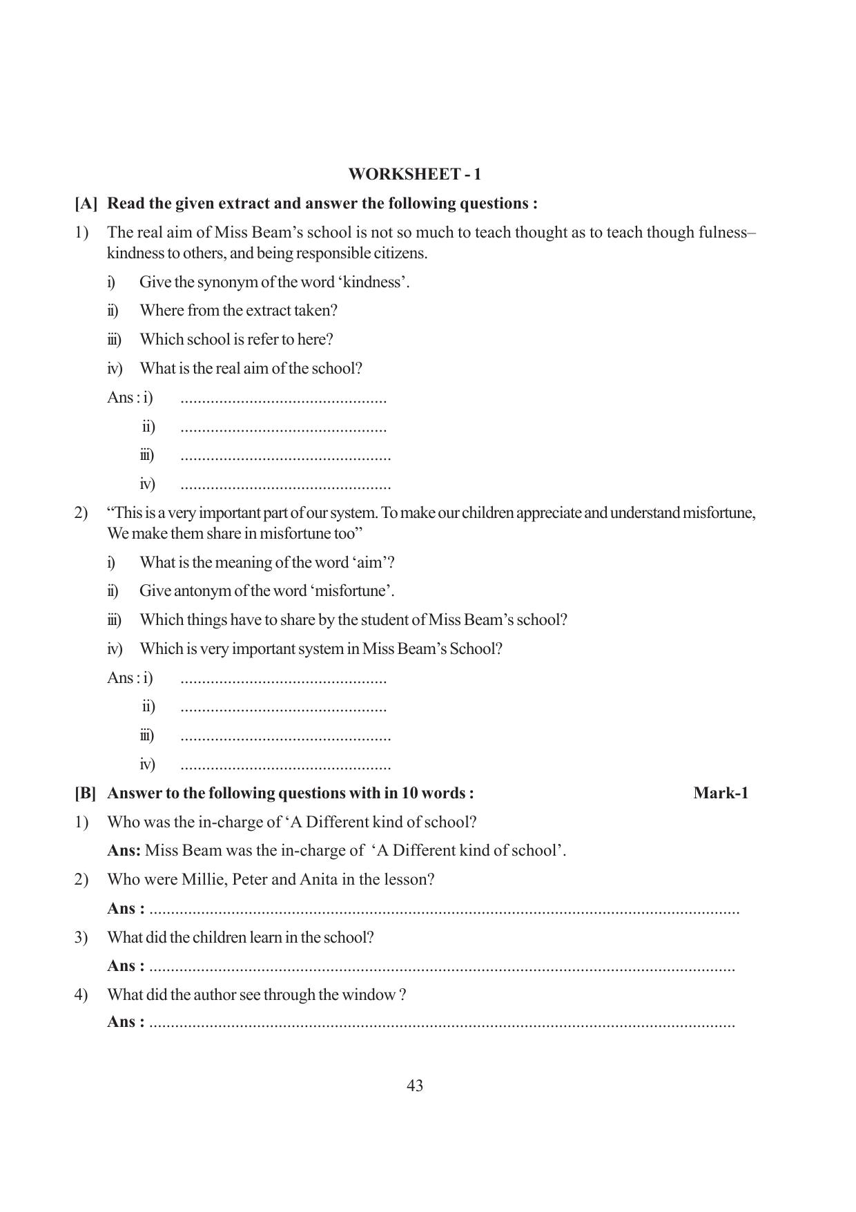 Tripura Board Class 6 English Workbooks - Page 43