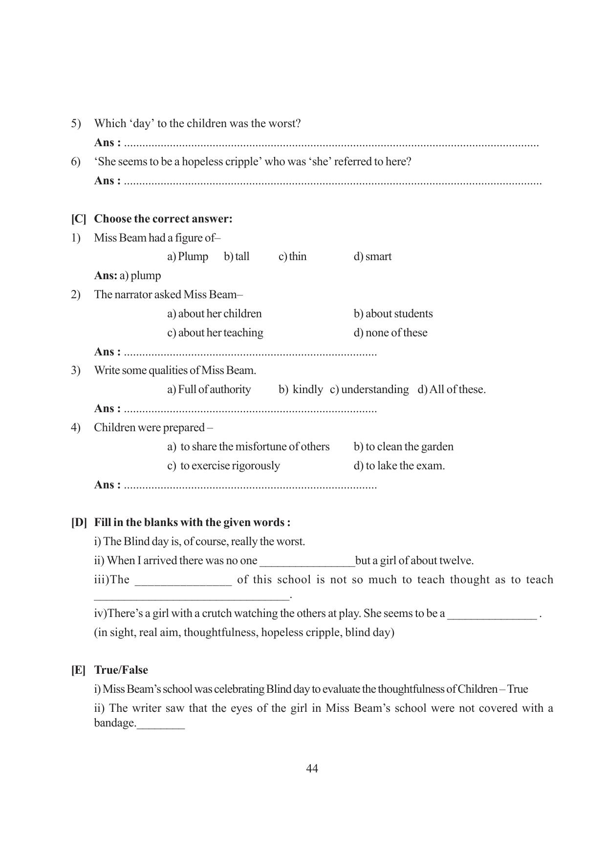 Tripura Board Class 6 English Workbooks - Page 44