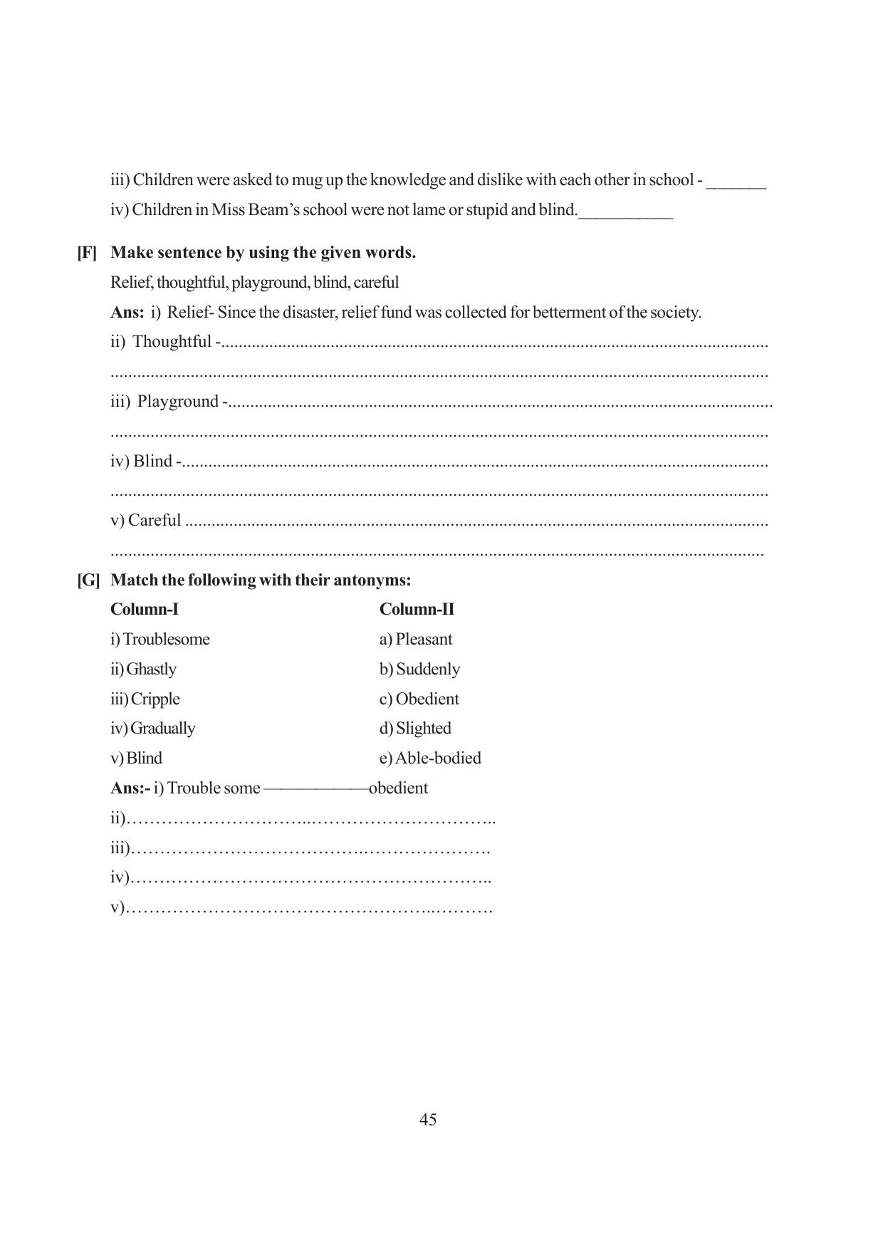 Tripura Board Class 6 English Workbooks - Page 45