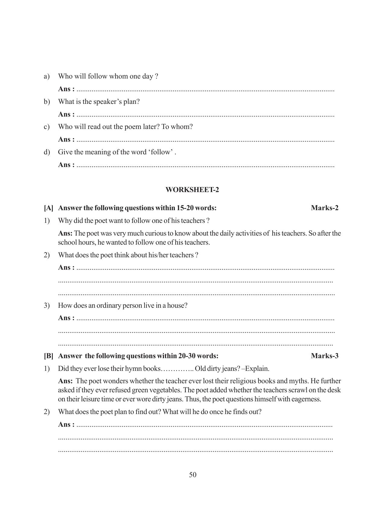 Tripura Board Class 6 English Workbooks - Page 50