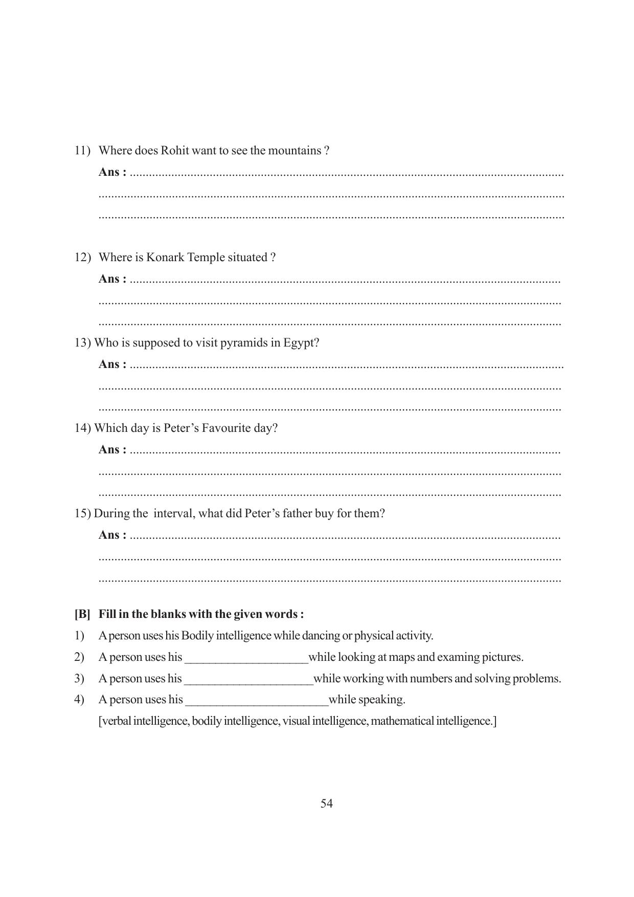 Tripura Board Class 6 English Workbooks - Page 54