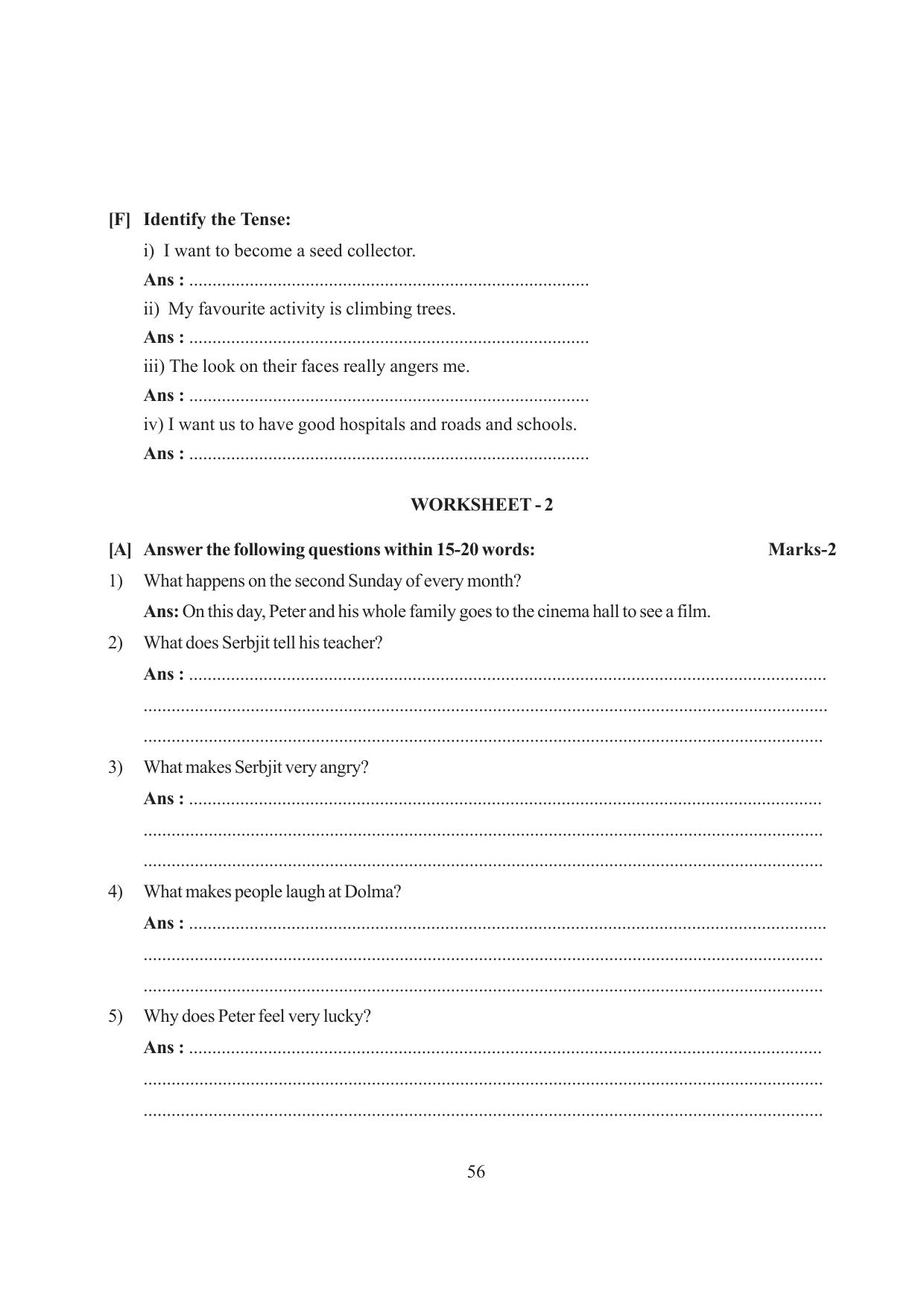 Tripura Board Class 6 English Workbooks - Page 56