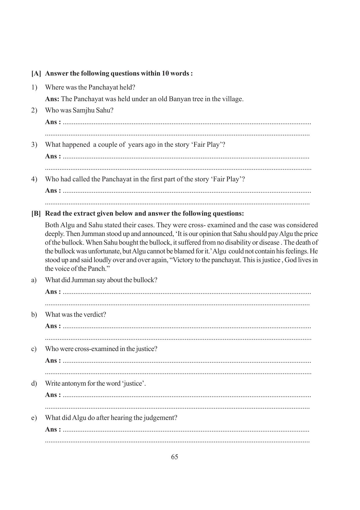 Tripura Board Class 6 English Workbooks - Page 65