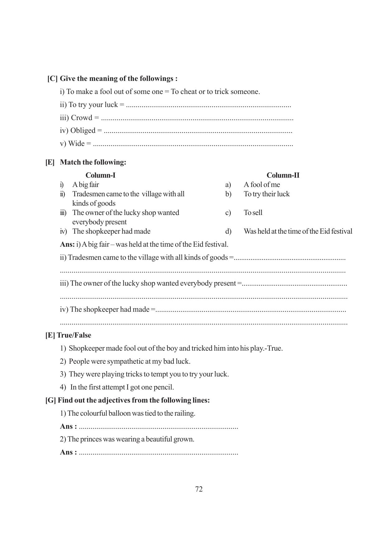Tripura Board Class 6 English Workbooks - Page 72