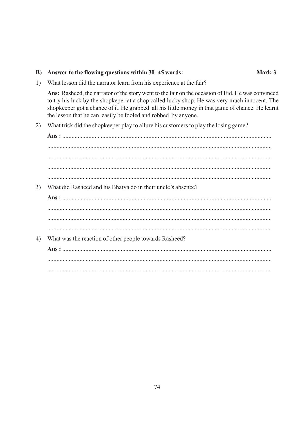 Tripura Board Class 6 English Workbooks - Page 74