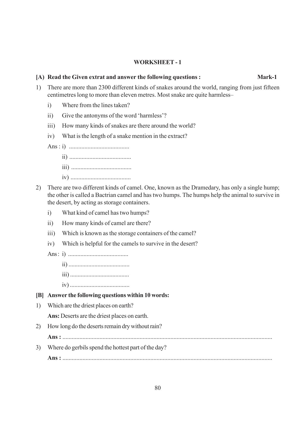 Tripura Board Class 6 English Workbooks - Page 80