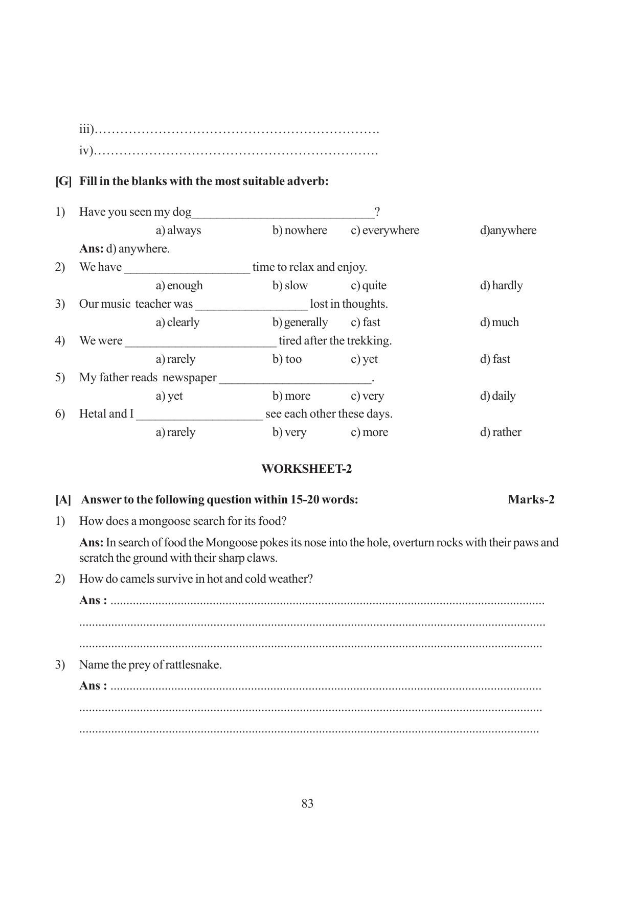 Tripura Board Class 6 English Workbooks - Page 83