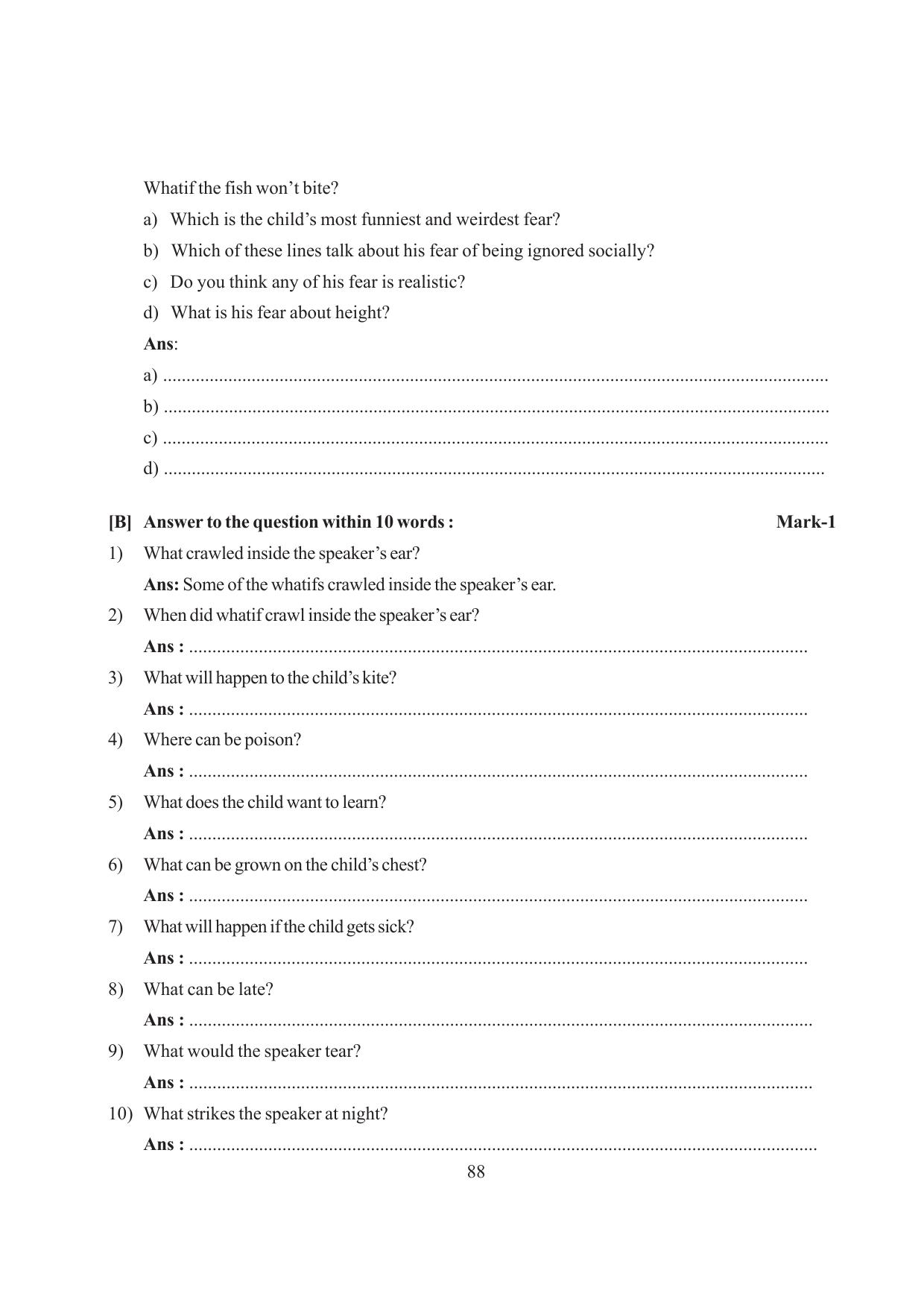 Tripura Board Class 6 English Workbooks - Page 88