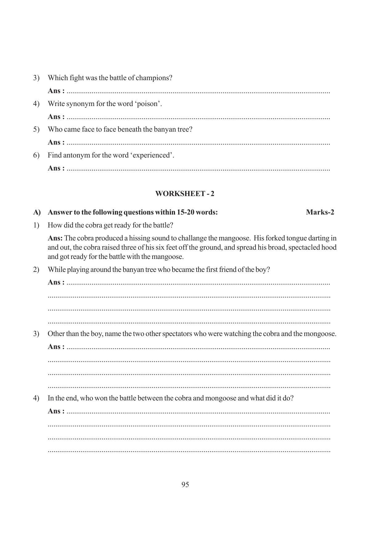 Tripura Board Class 6 English Workbooks - Page 95