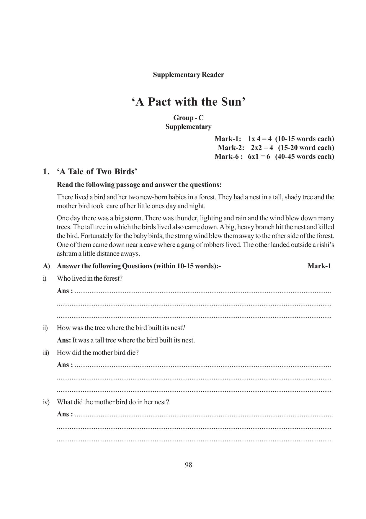 Tripura Board Class 6 English Workbooks - Page 98