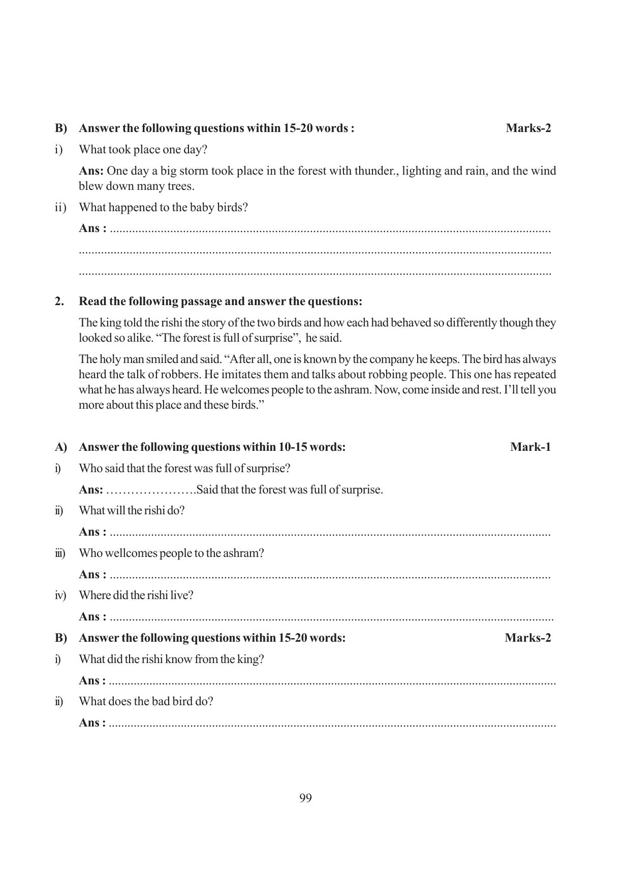 Tripura Board Class 6 English Workbooks - Page 99