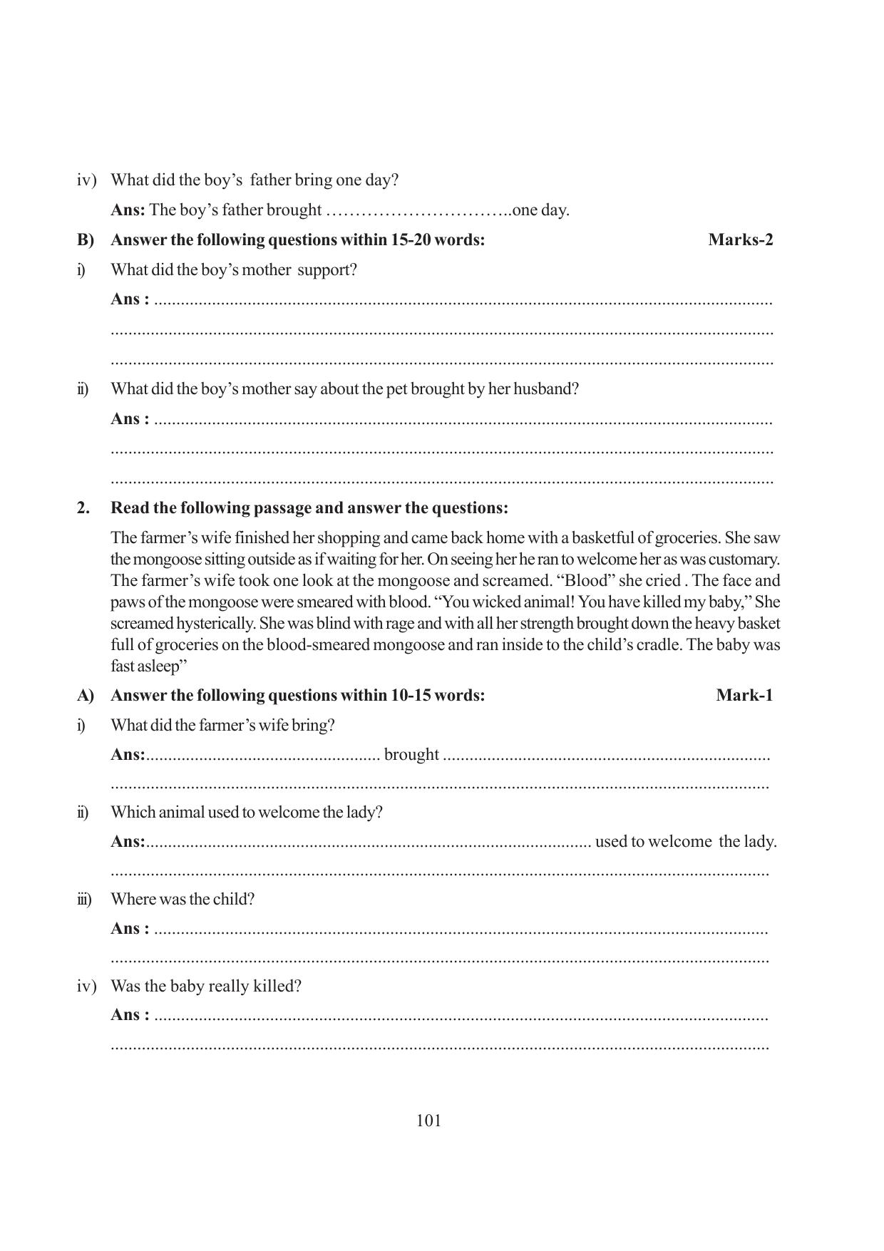 Tripura Board Class 6 English Workbooks - Page 101