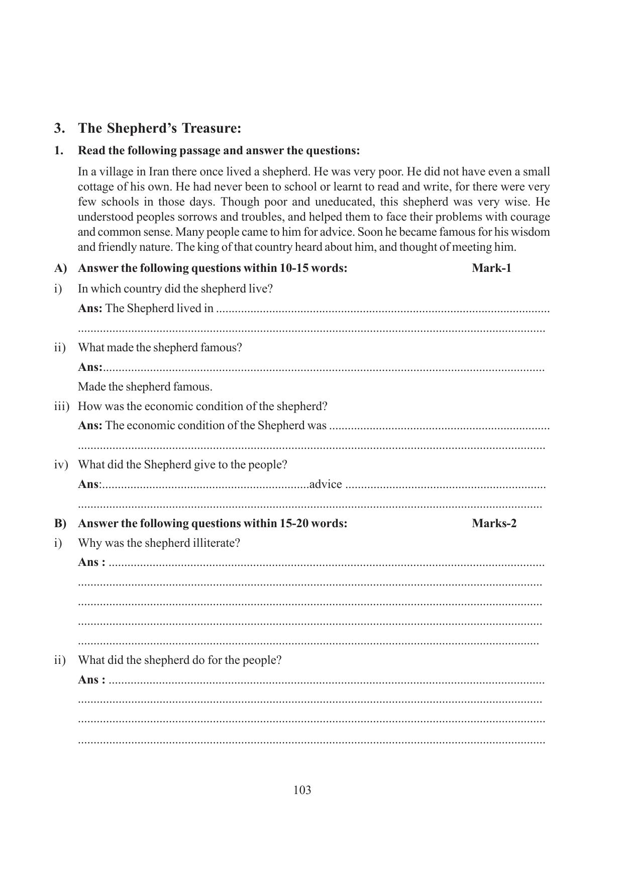 Tripura Board Class 6 English Workbooks - Page 103