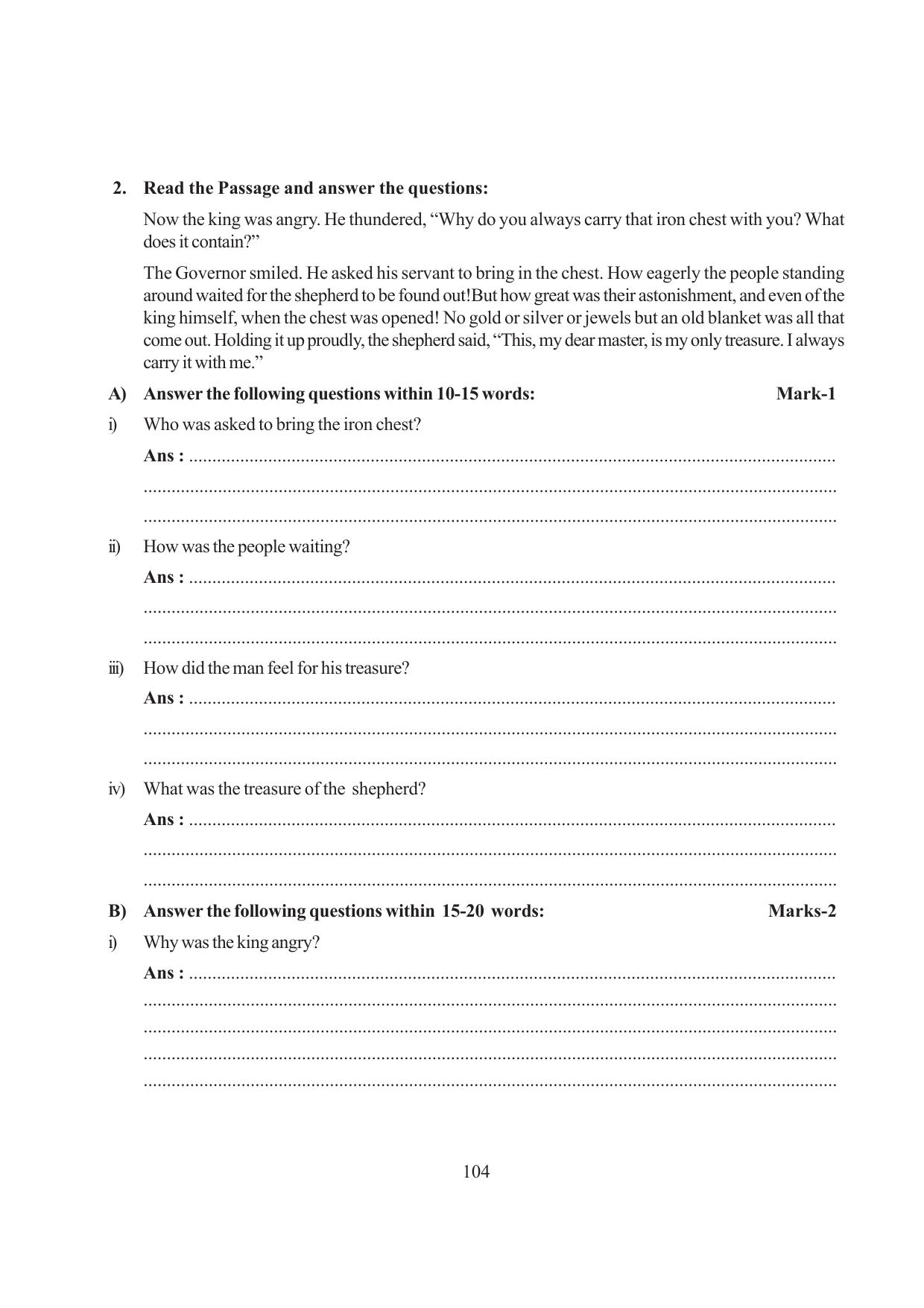 Tripura Board Class 6 English Workbooks - Page 104