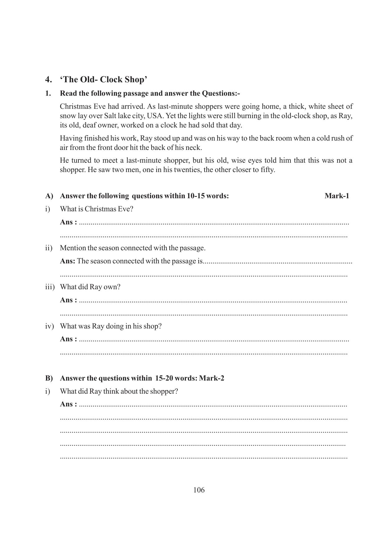 Tripura Board Class 6 English Workbooks - Page 106