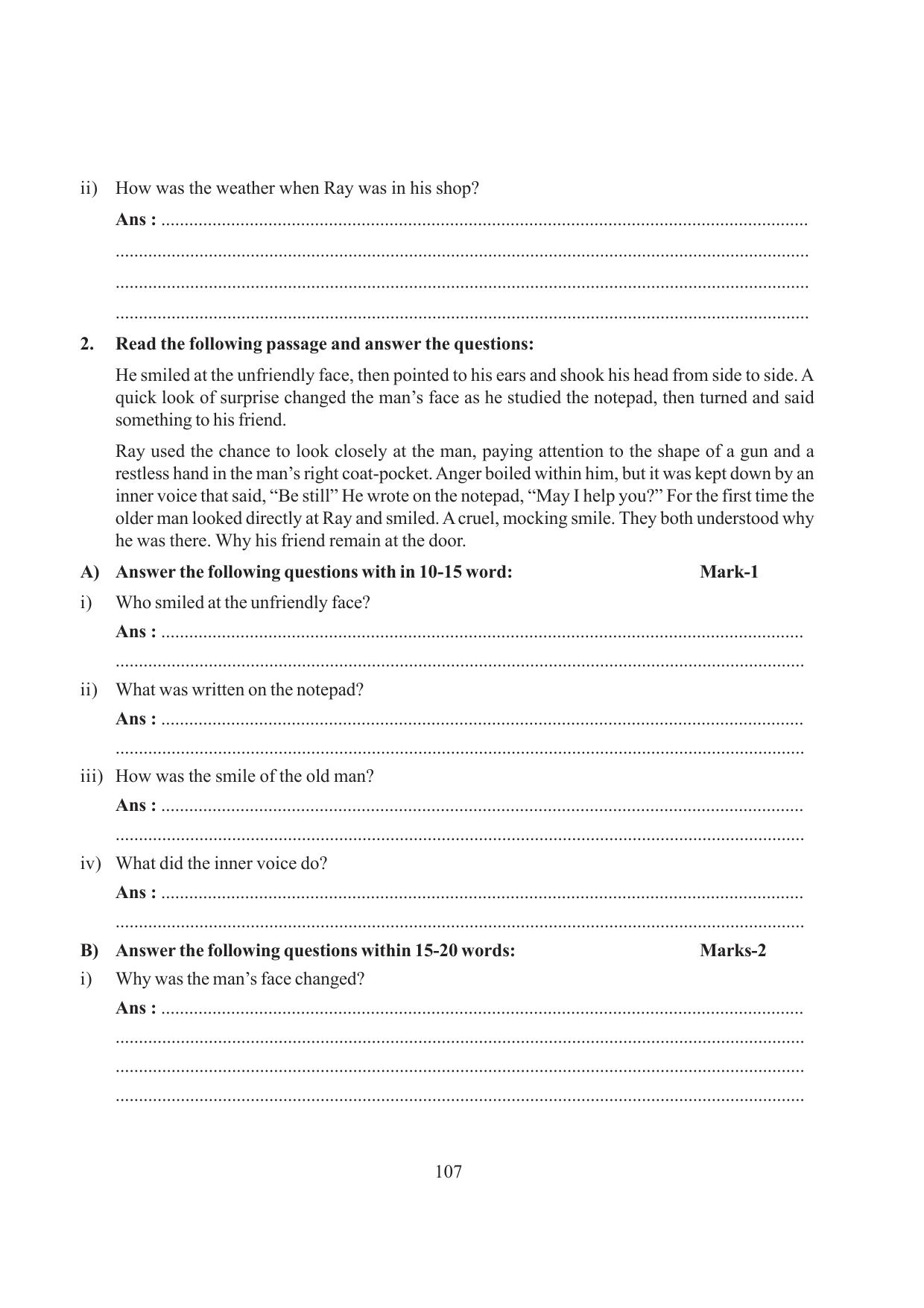 Tripura Board Class 6 English Workbooks - Page 107