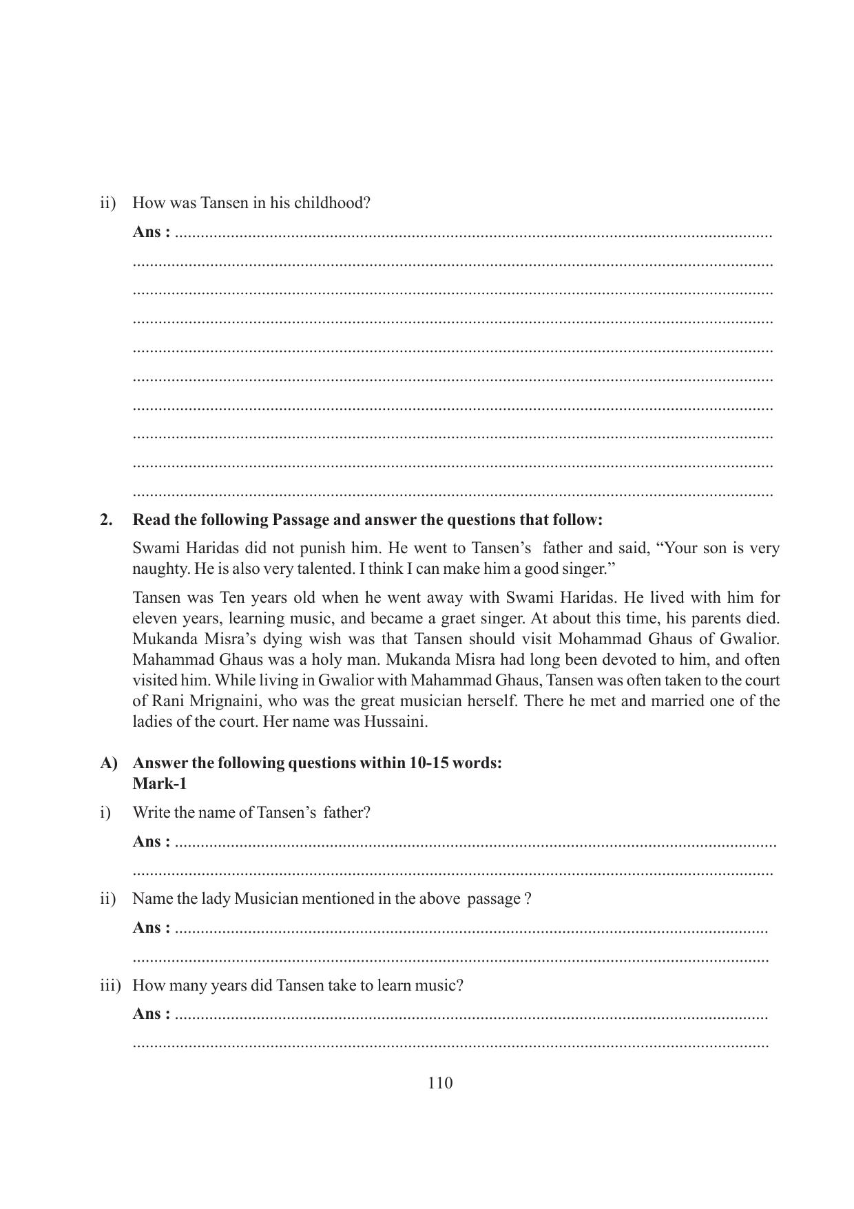 Tripura Board Class 6 English Workbooks - Page 110
