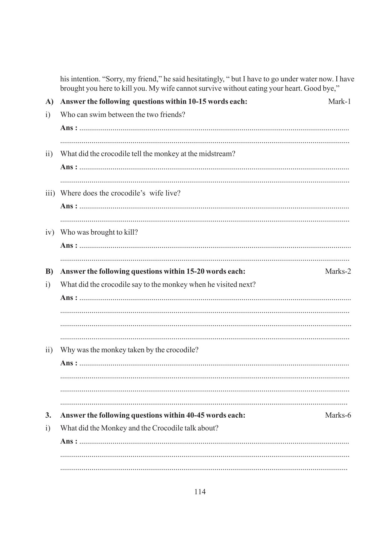 Tripura Board Class 6 English Workbooks - Page 114