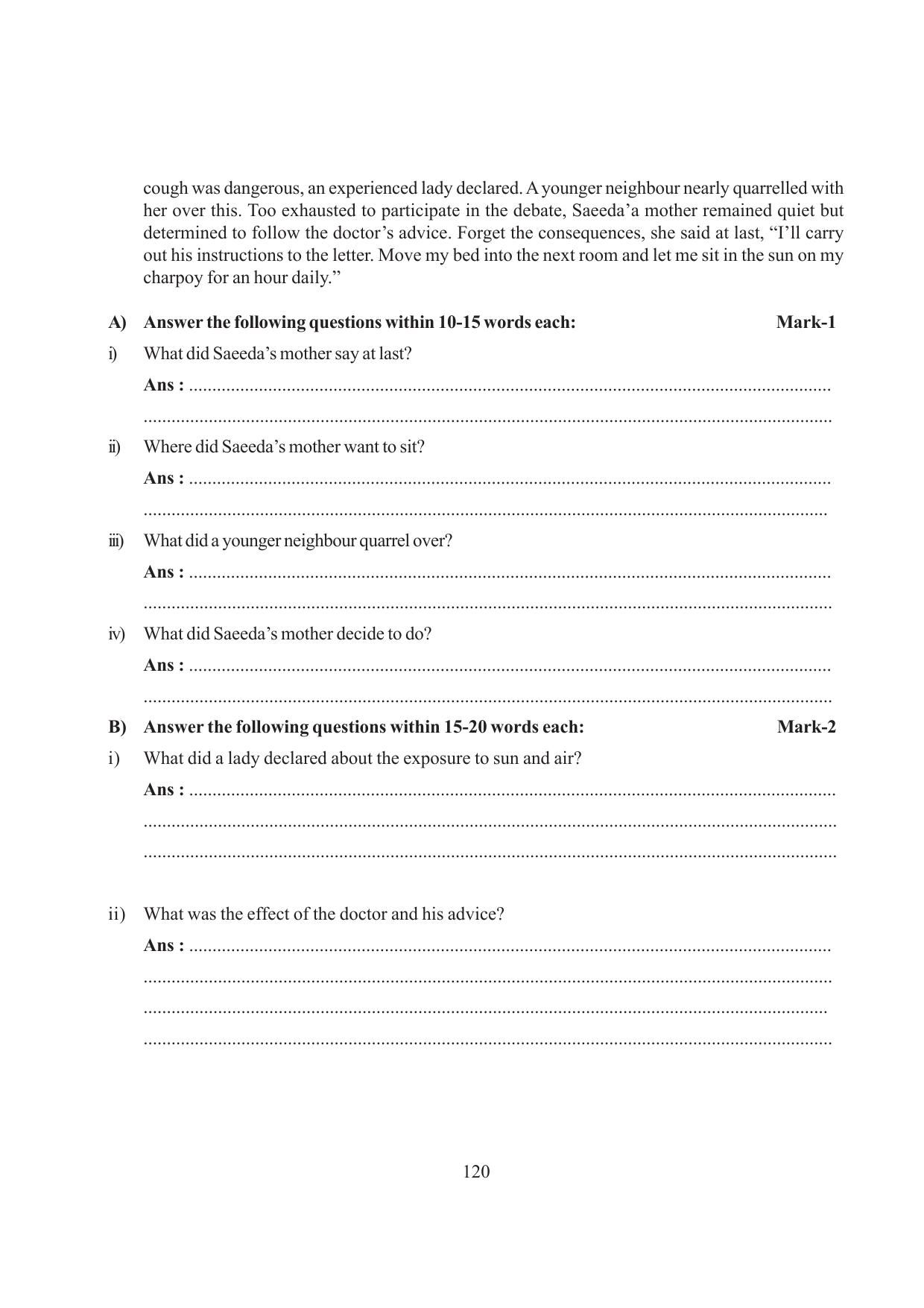 Tripura Board Class 6 English Workbooks - Page 120