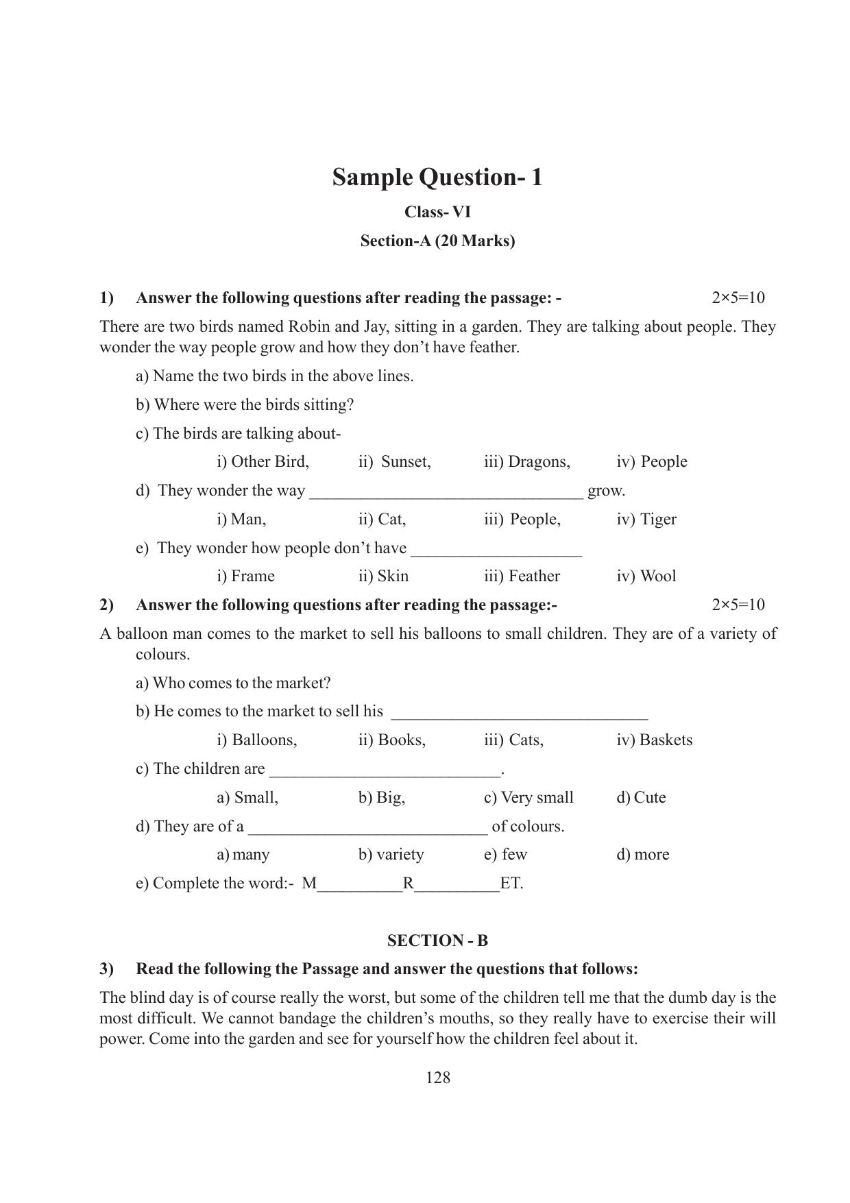 Tripura Board Class 6 English Workbooks - Page 128