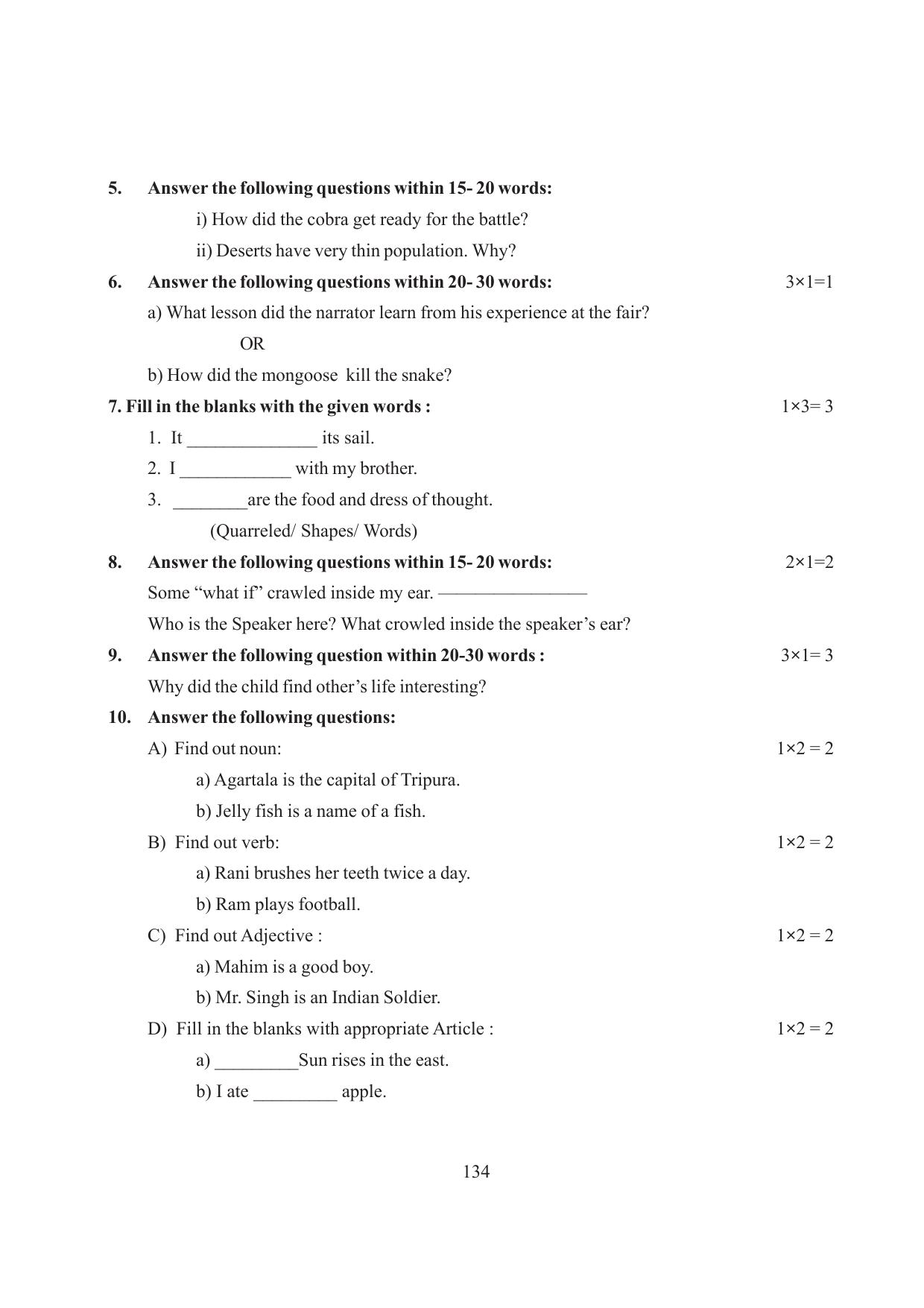 Tripura Board Class 6 English Workbooks - Page 134
