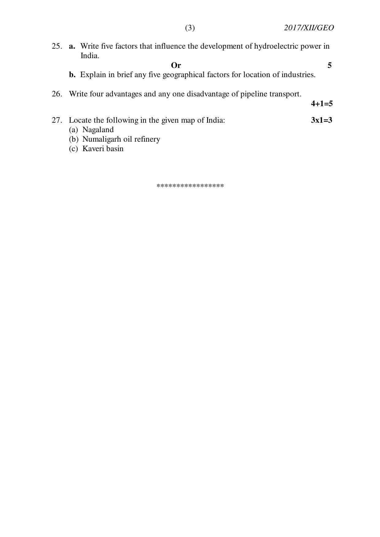 Nagaland Board Class 12 GEOGRAPHY 2017 Question Papers - Page 3