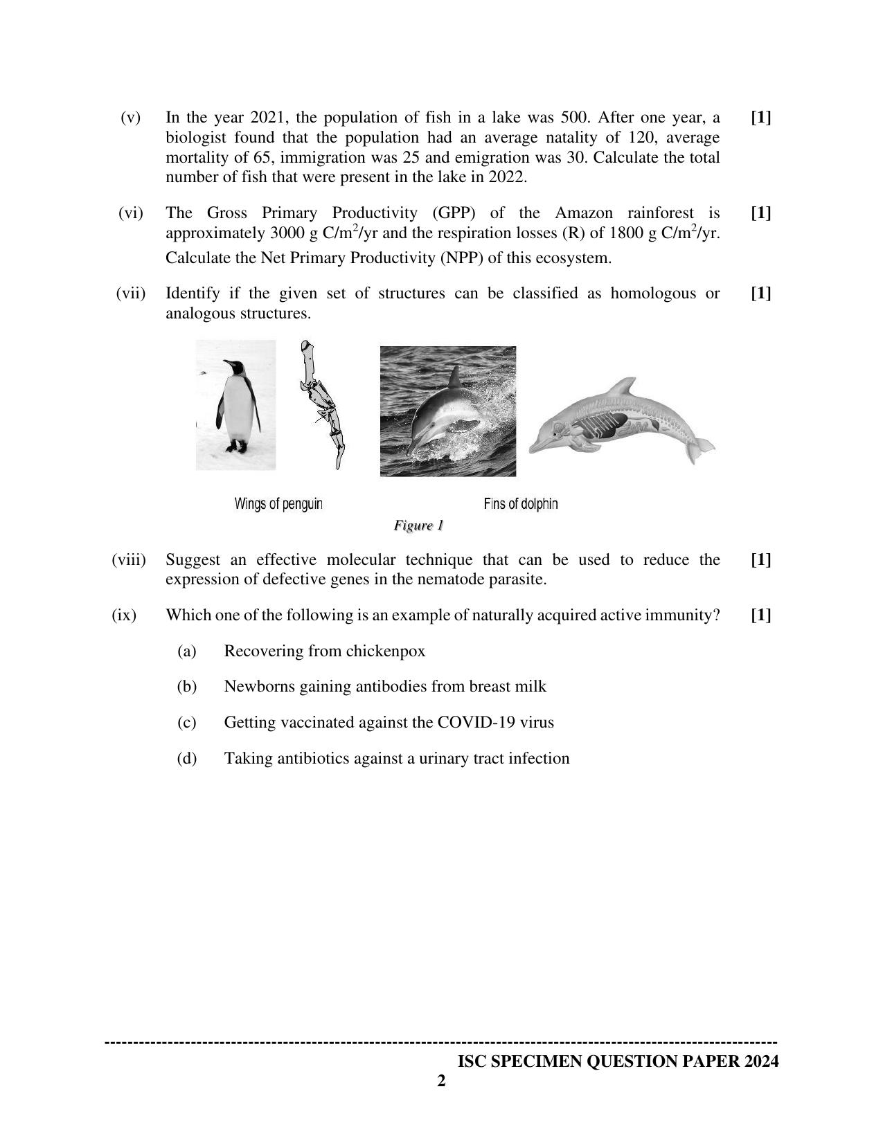 ISC Class 12 2024 Biology Paper 1 Sample Paper - Page 2